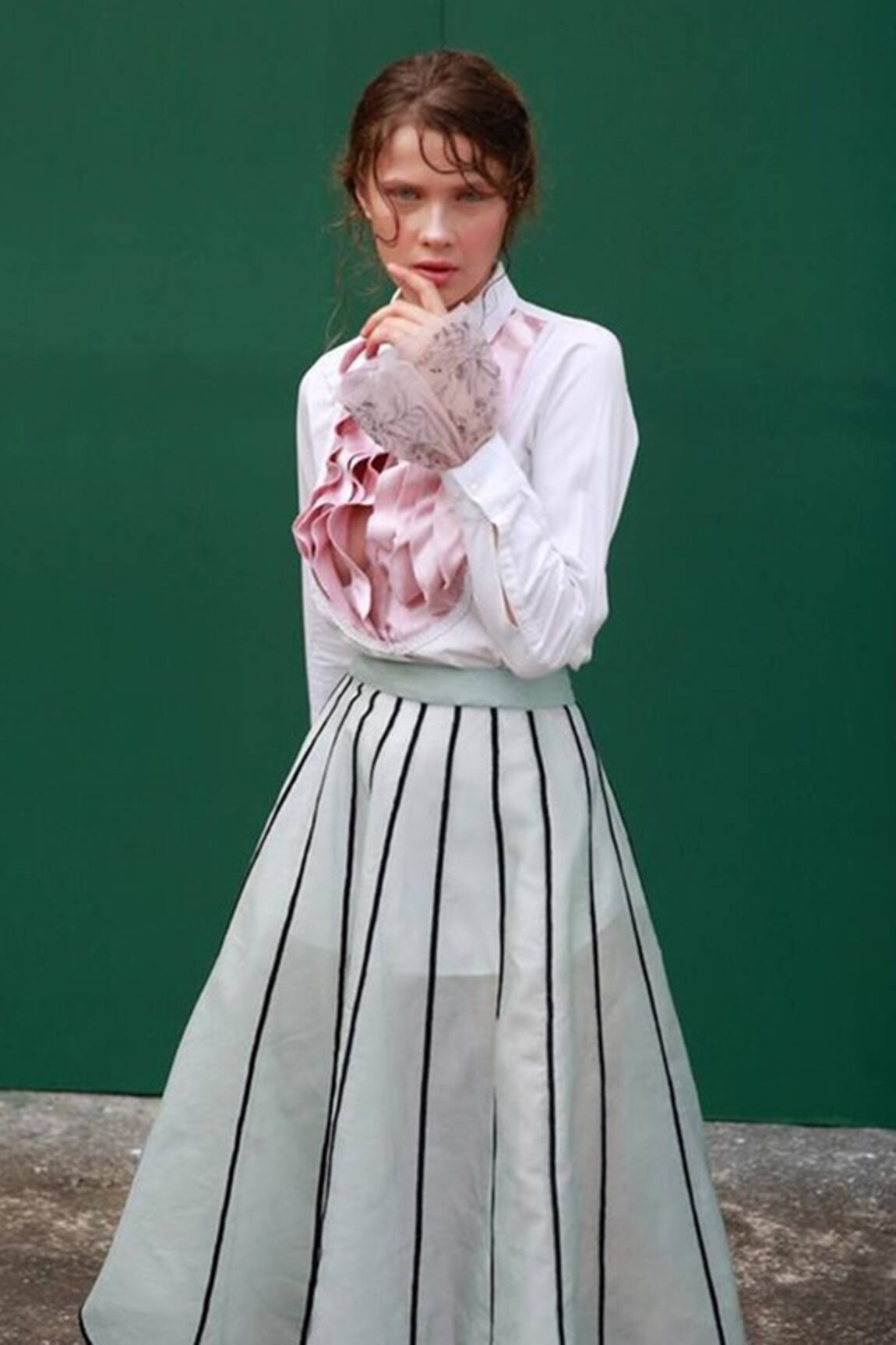 Archana Rao Striped Midi Skirt