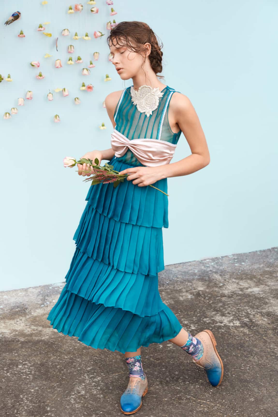 Archana Rao Pleated Layered Dress