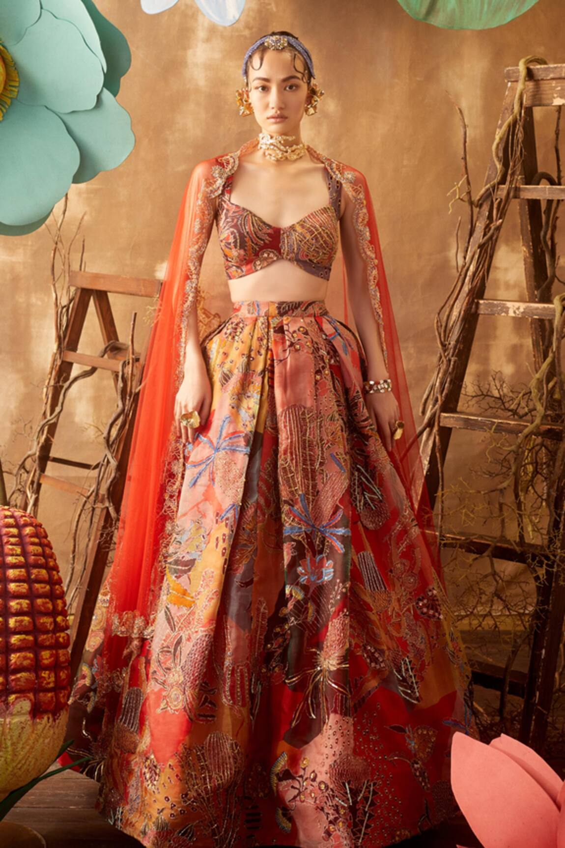 Aisha Rao Embellished Organza Lehenga Set
