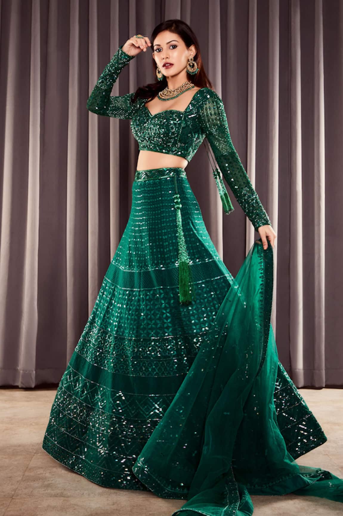 Asra Sequin Embroidered Bridal Lehenga Set 