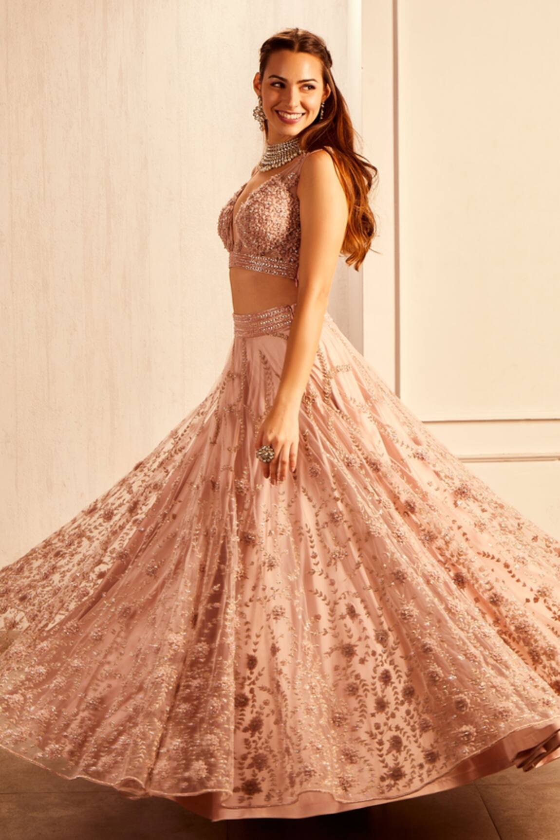 Asra Floral Embroidered Bridal Lehenga Set 