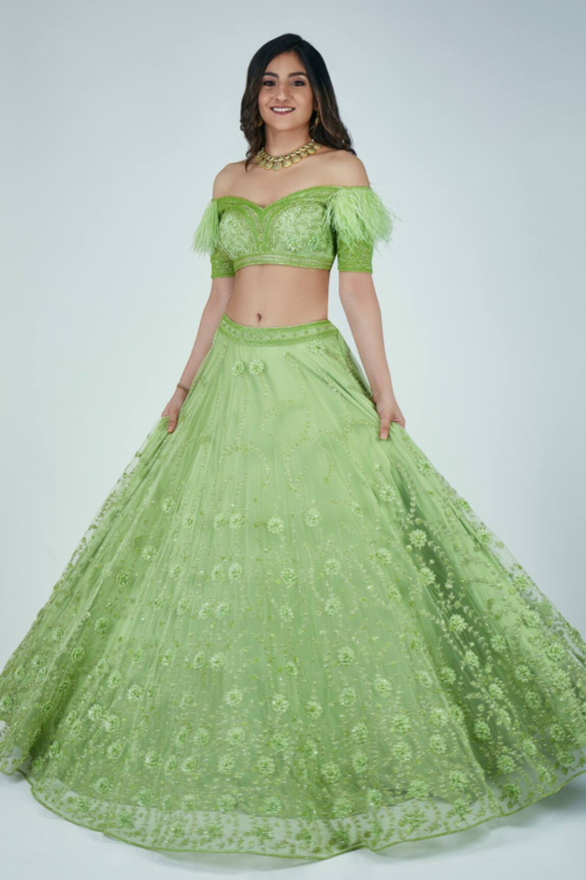 Asra Off Shoulder Choli & Lehenga Set 