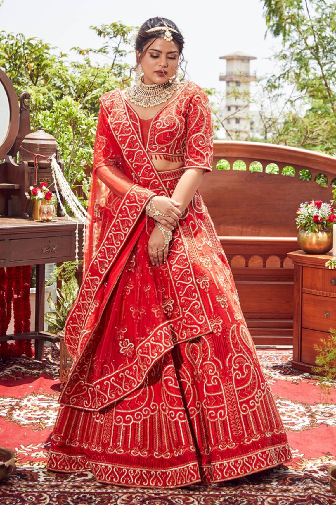 Asra Floral Embroidered Bridal Lehenga Set