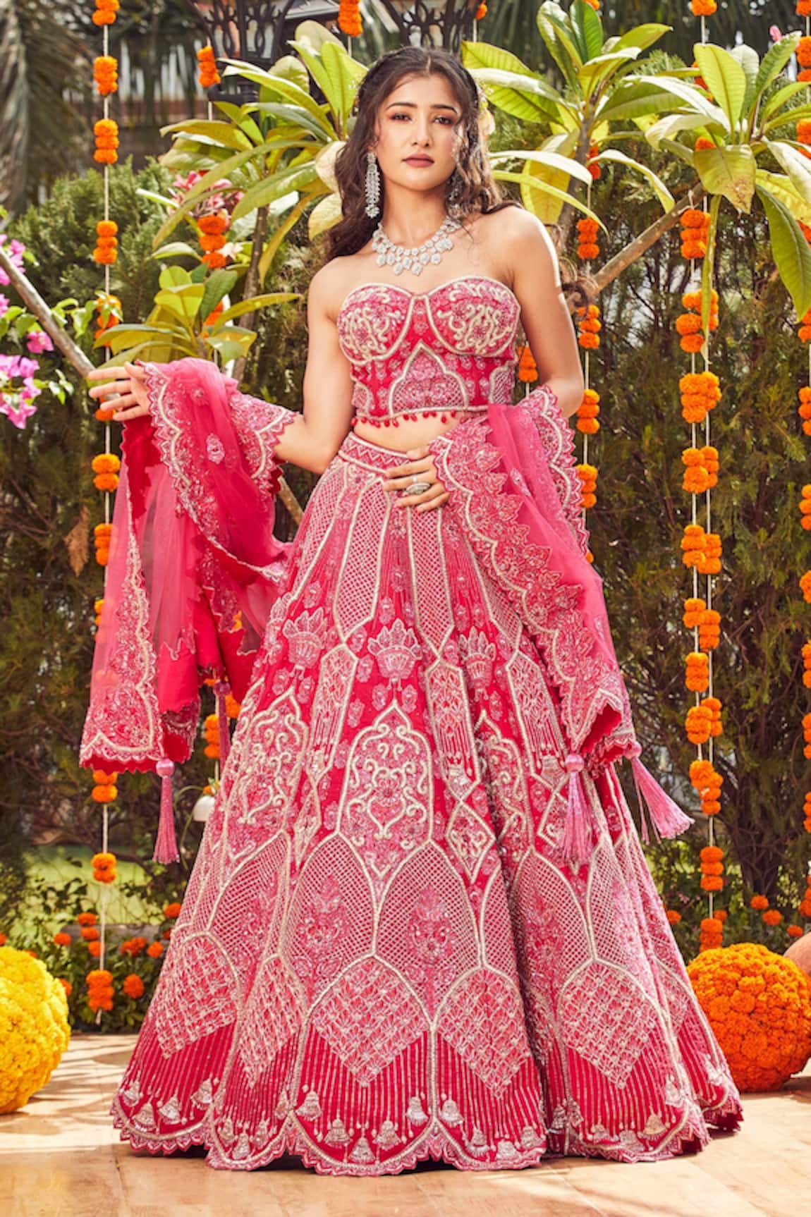 Asra Embroidered Strapless Choli Lehenga Set