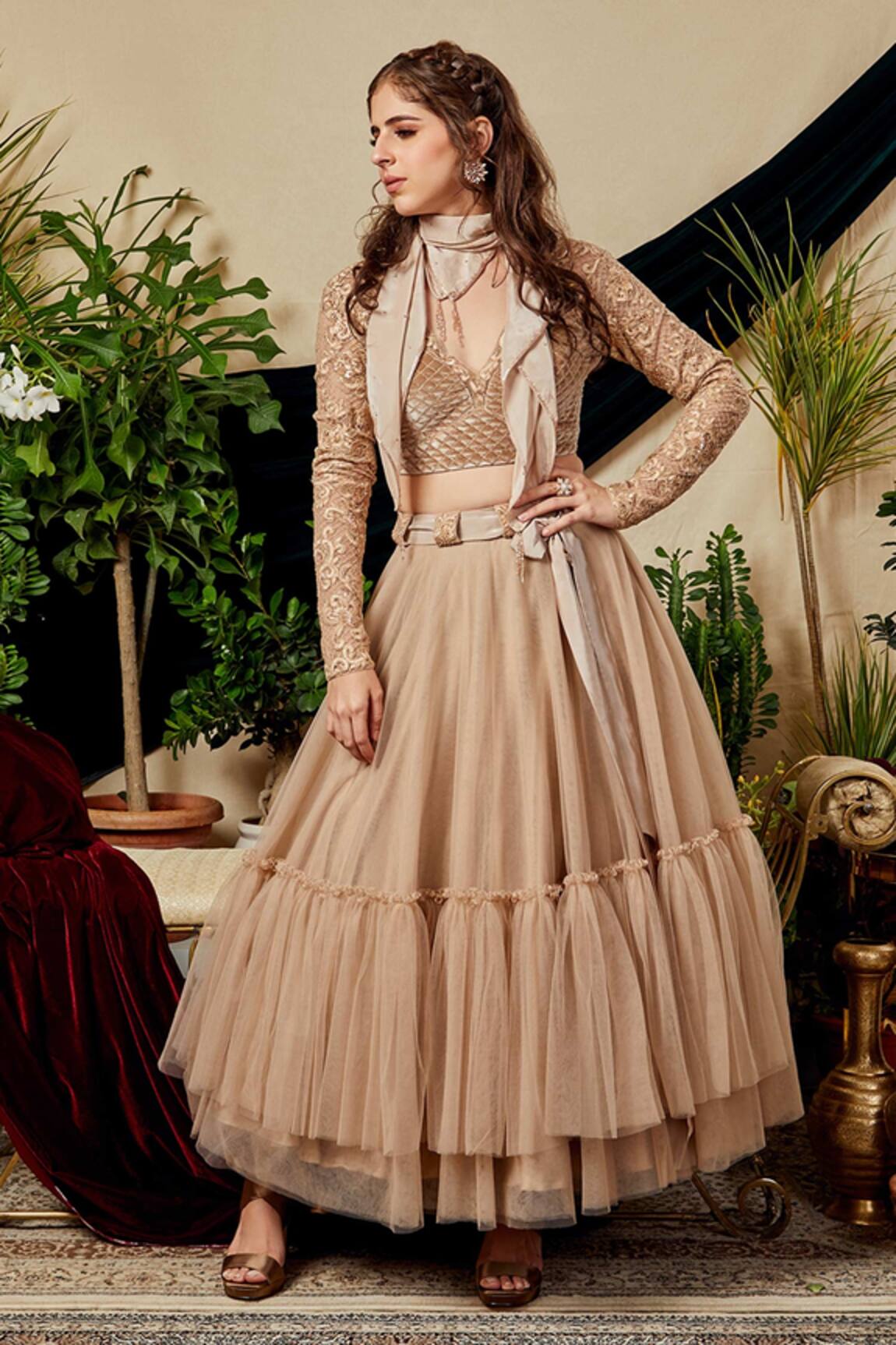 Asra Tiered Lehenga Set