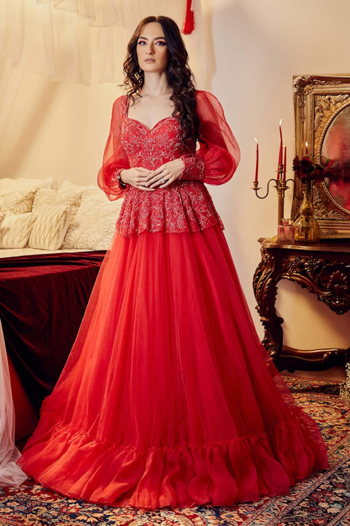 Red Net Bridesmaid Gown  MIRACOLOS by Ruchi  3262476