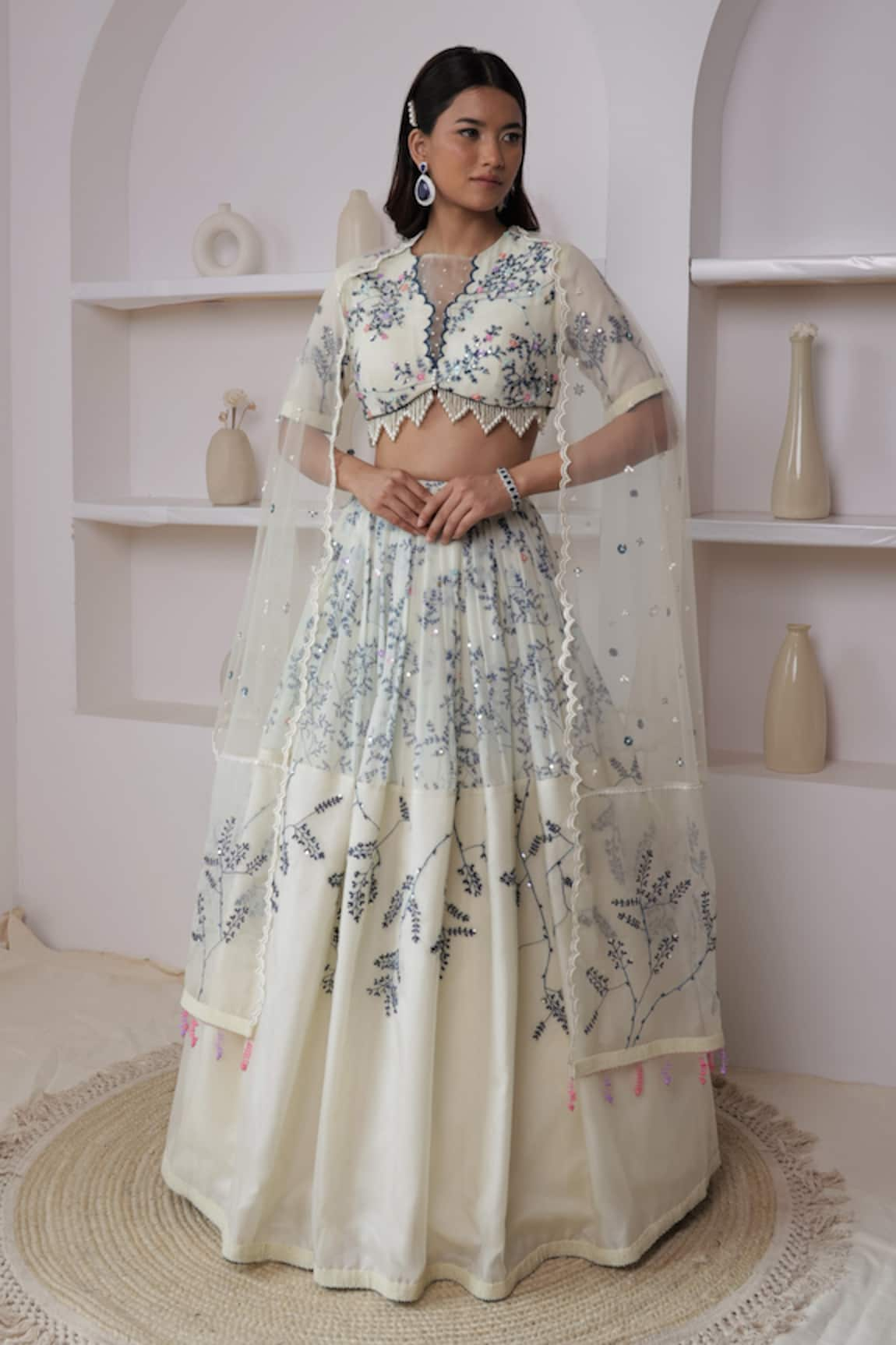 Amit Sachdeva Floral Print Bridal Lehenga Set