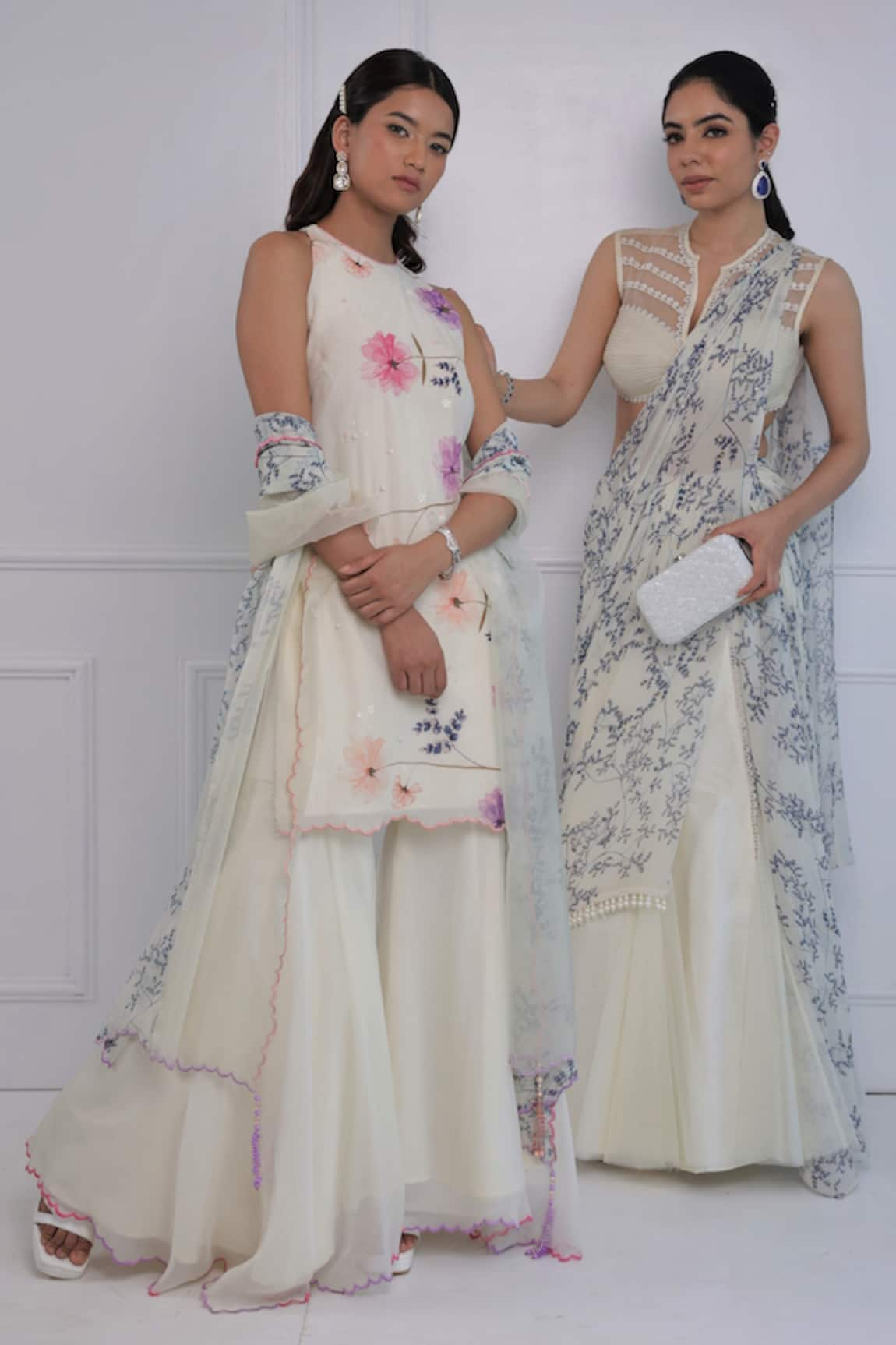 Amit Sachdeva Printed Pre-Draped Saree With Blouse