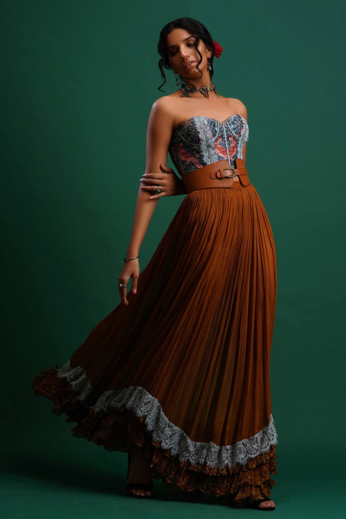 Nidhi Yasha Printed Crop Top & Skirt Set