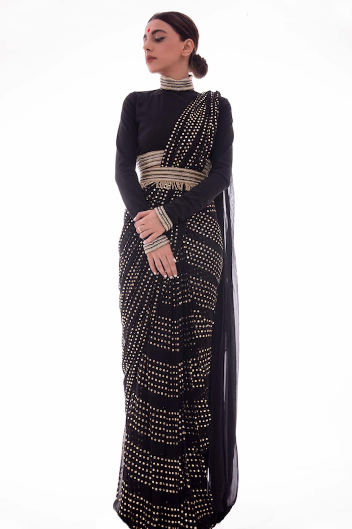 Pooja Rajpal Jaggi Pre-draped Embellished Saree Set