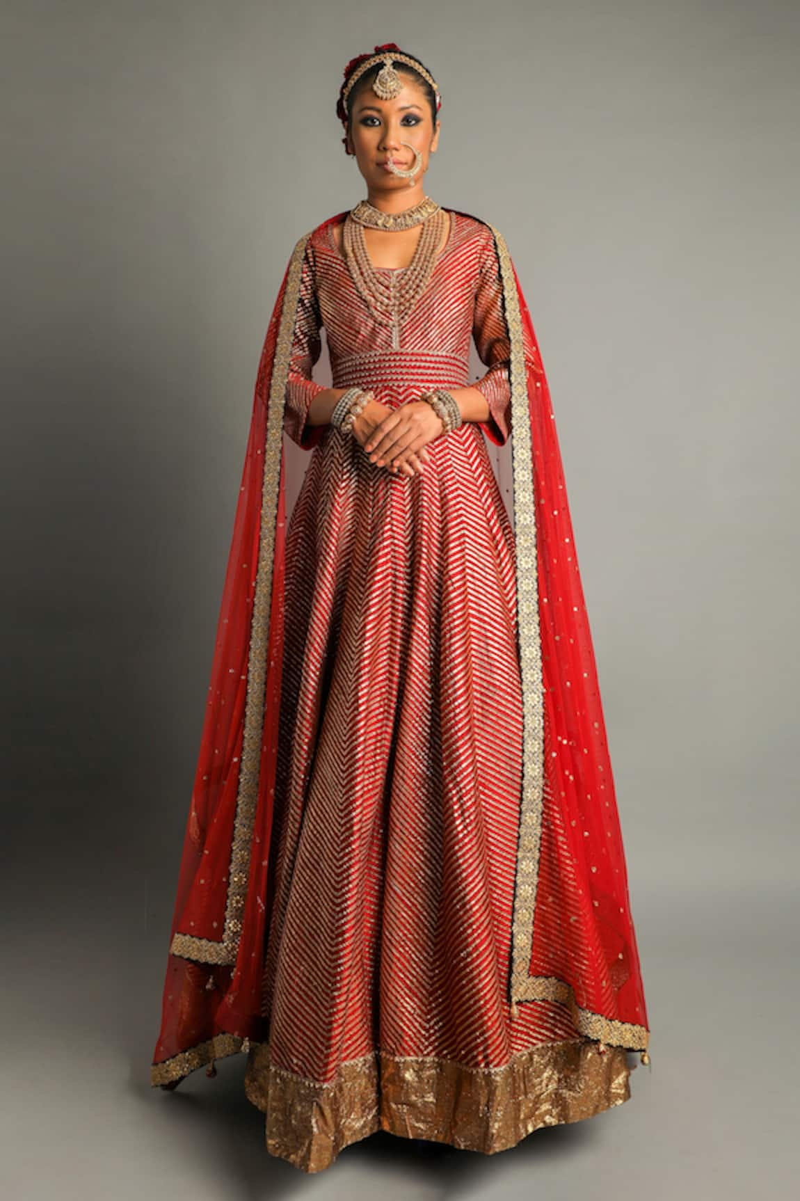 Pooja Rajpal Jaggi Gota Embroidered Anarkali With Dupatta