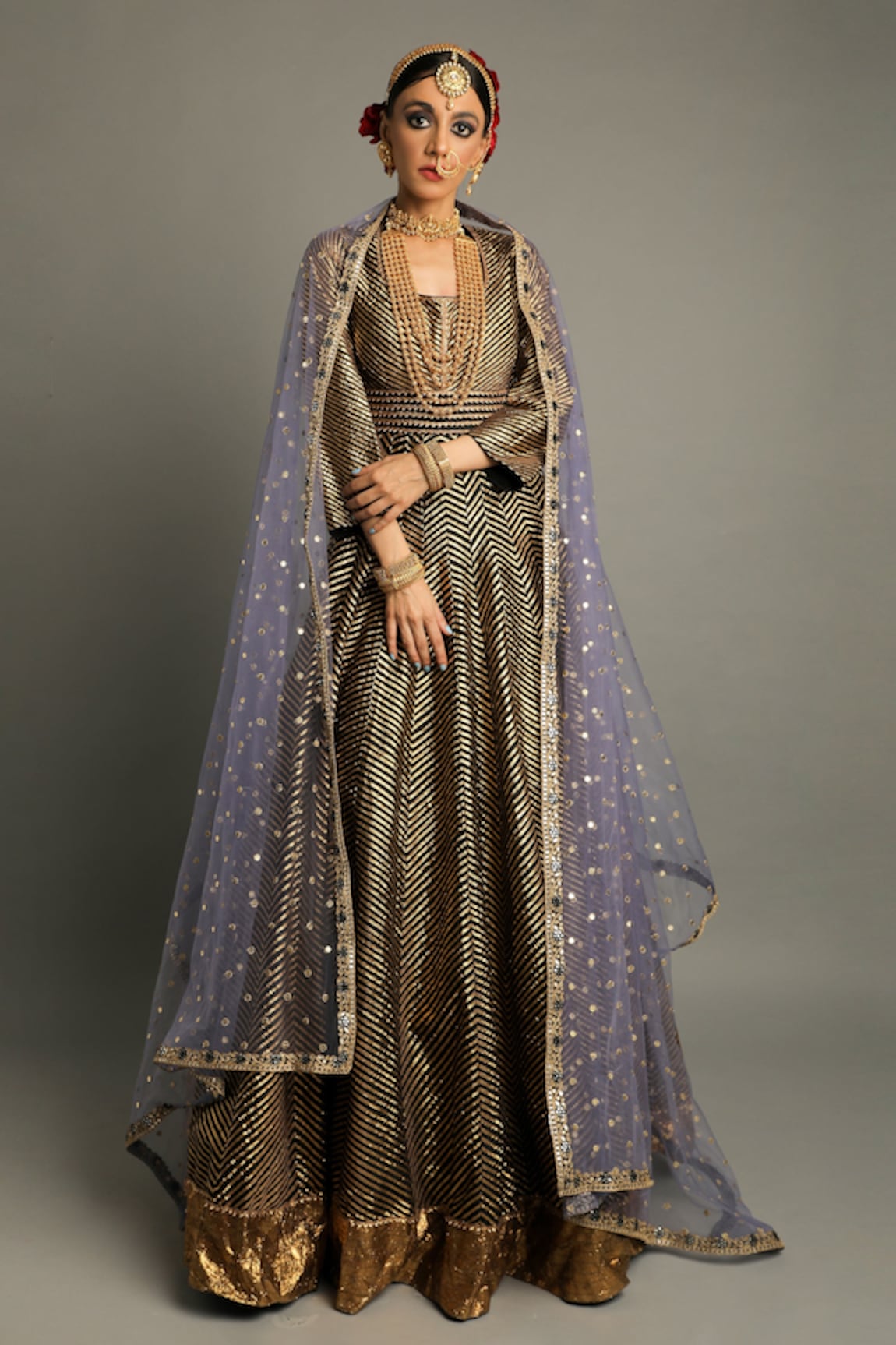 Pooja Rajpal Jaggi Gota Embroidered Anarkali With Dupatta