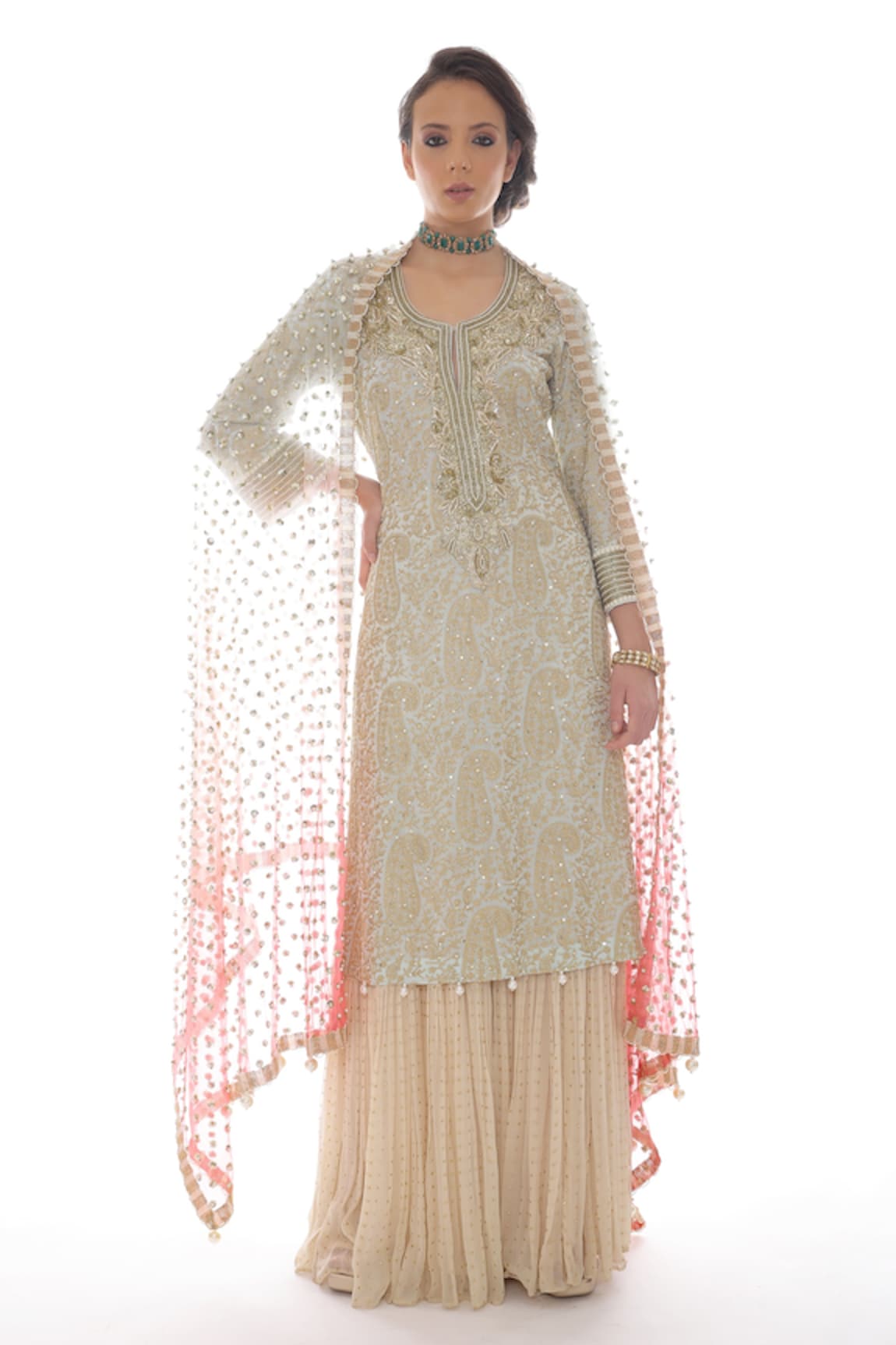 Pooja Rajpal Jaggi Embroidered Kurta Sharara Set