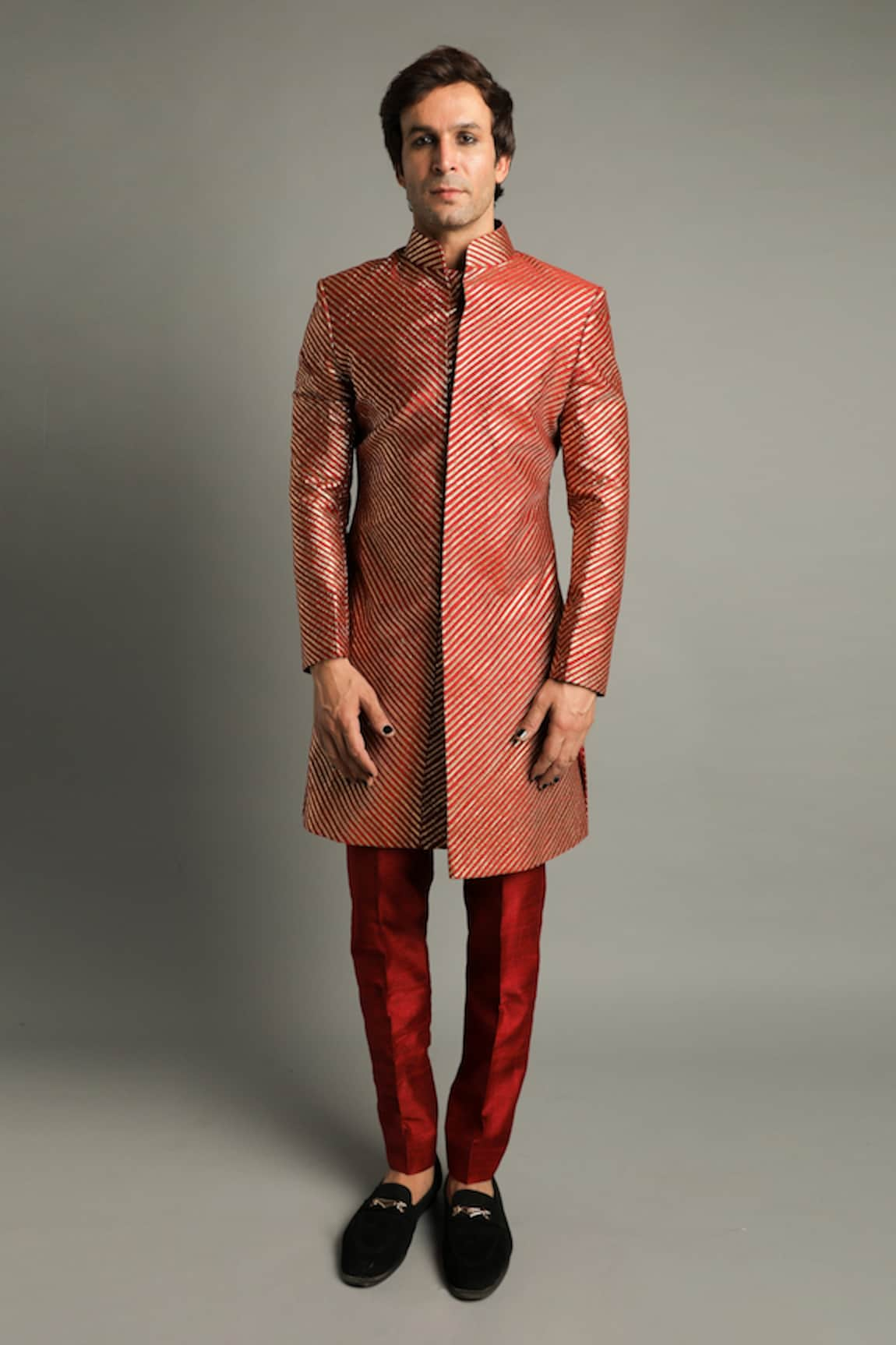 Pooja Rajpal Jaggi Gota Embroidered Sherwani & Pant Set