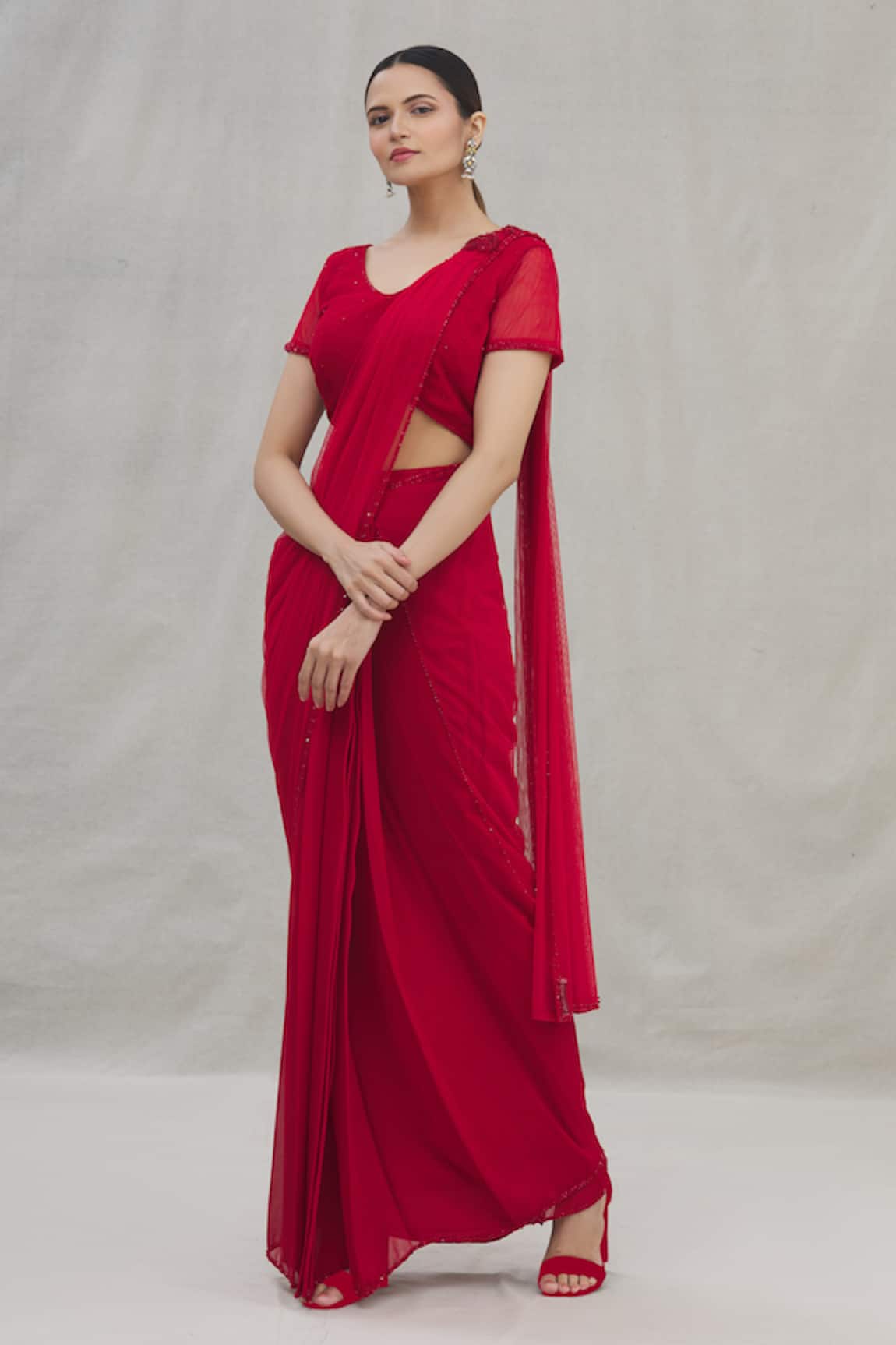 Arpan Vohra Pre-Draped Saree with Blouse