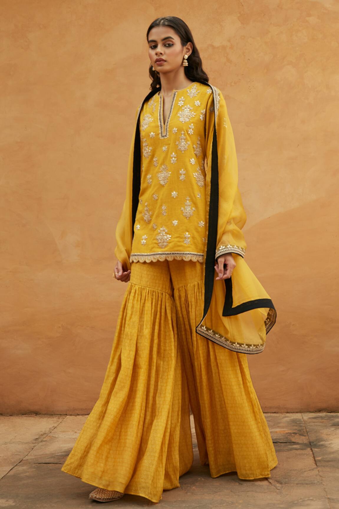 Avacara Embroidered Kurta Sharara Set