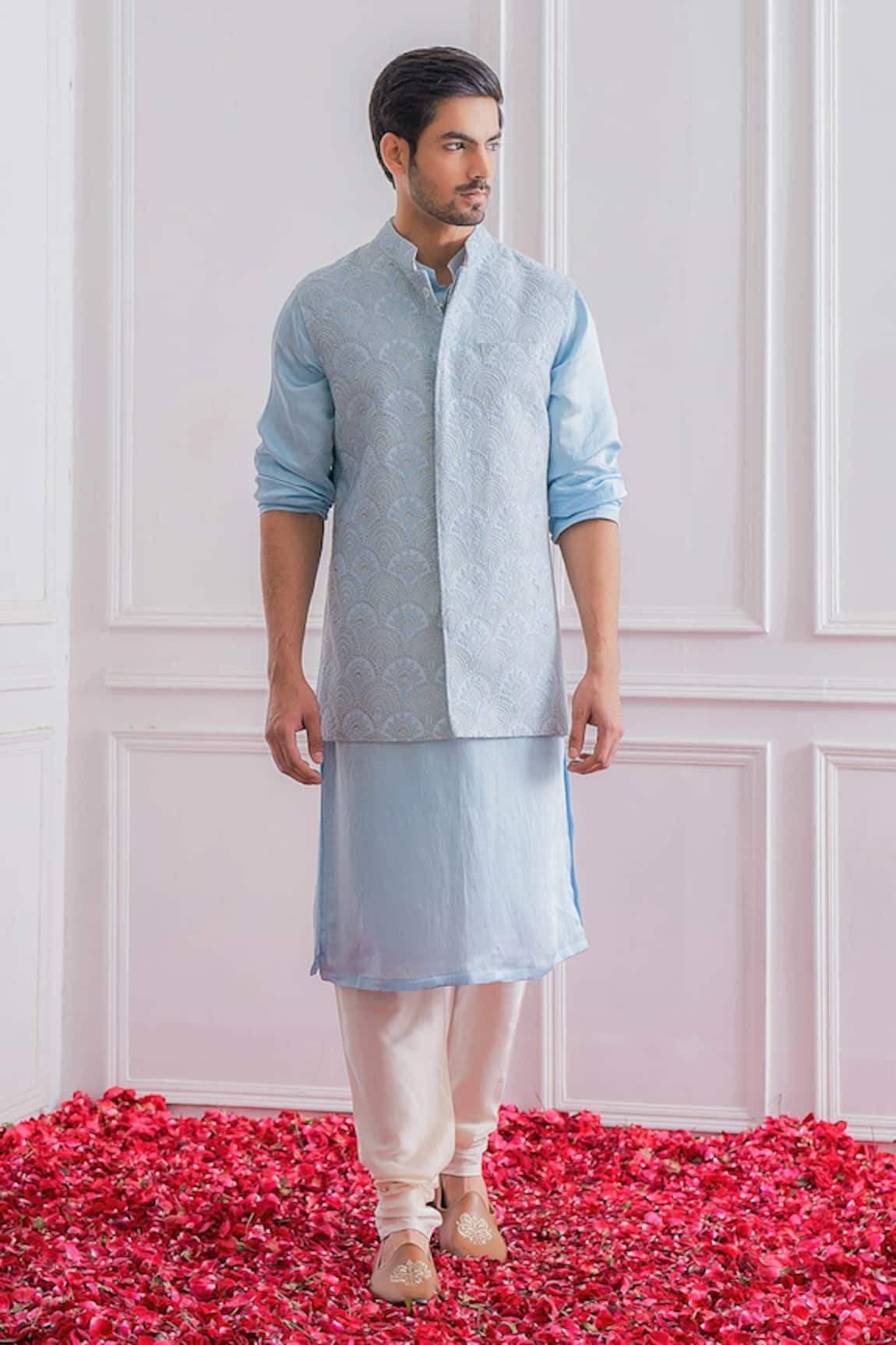 Ankit V Kapoor Cotton Satin Bundi & Kurta Set 