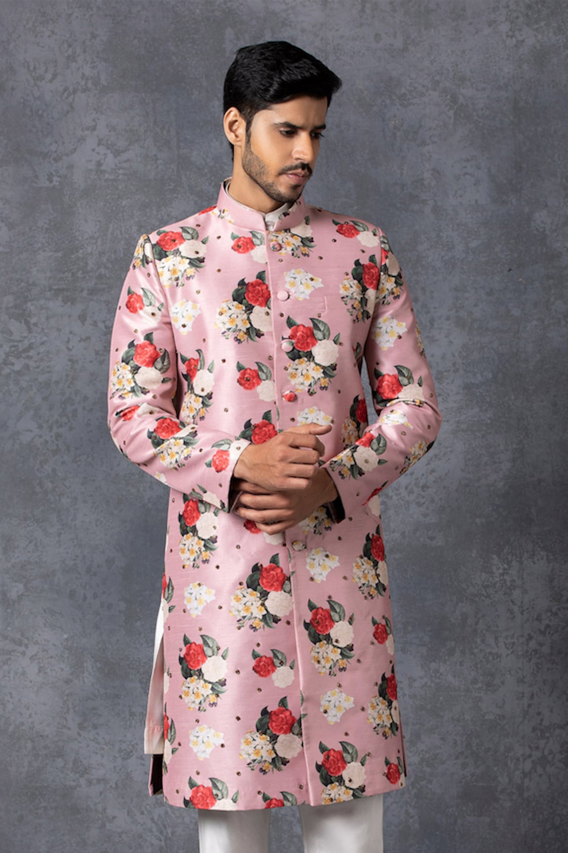 Ankit V Kapoor Printed Sherwani Set