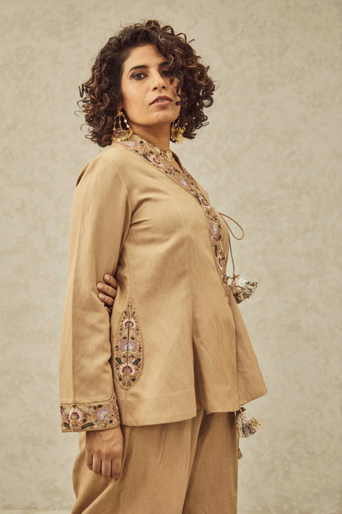 House Of Three Aafa Embroidered Angrakha Tunic