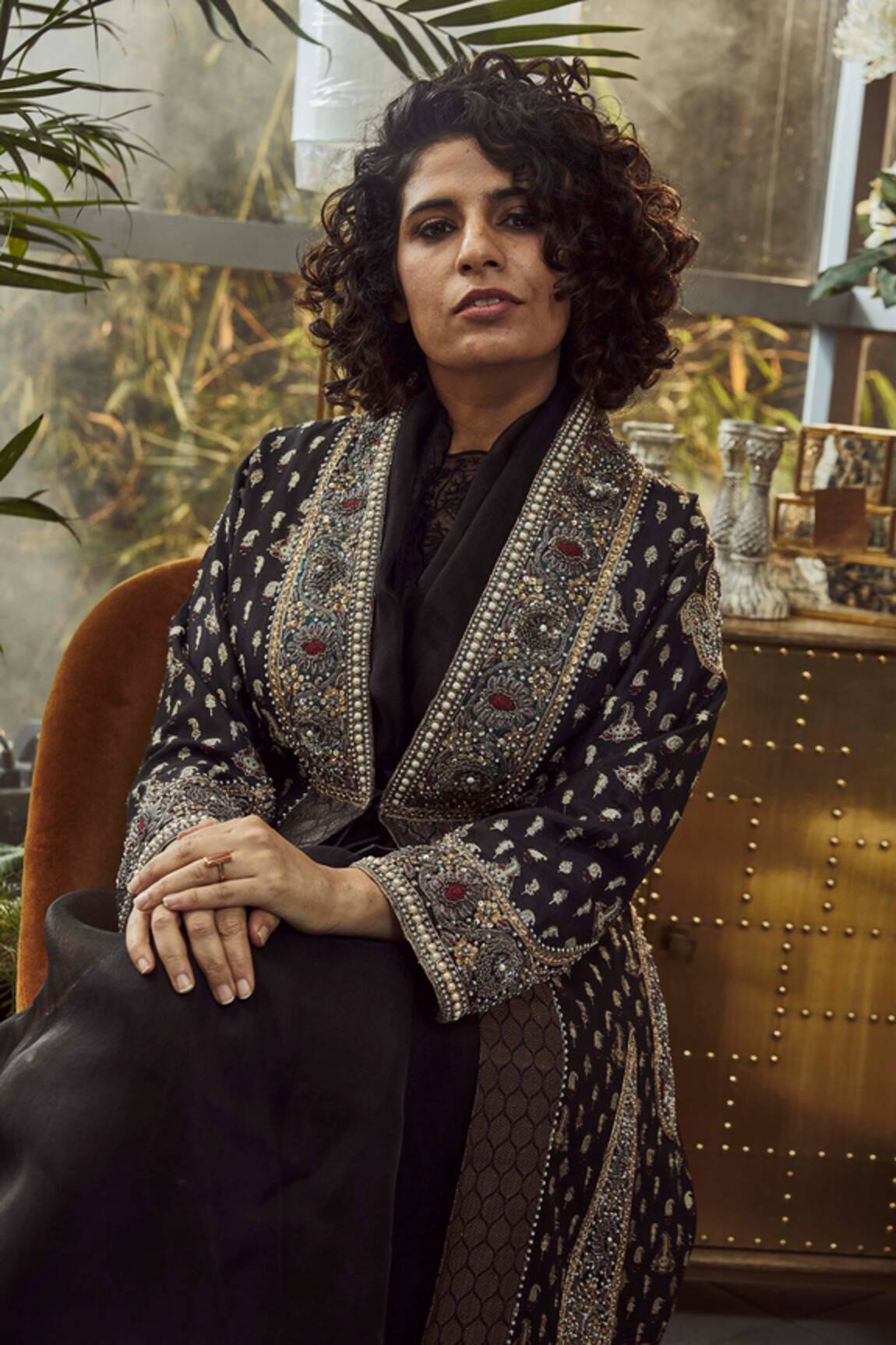 House Of Three Aashna Silk Jacquard Embroidered Jacket