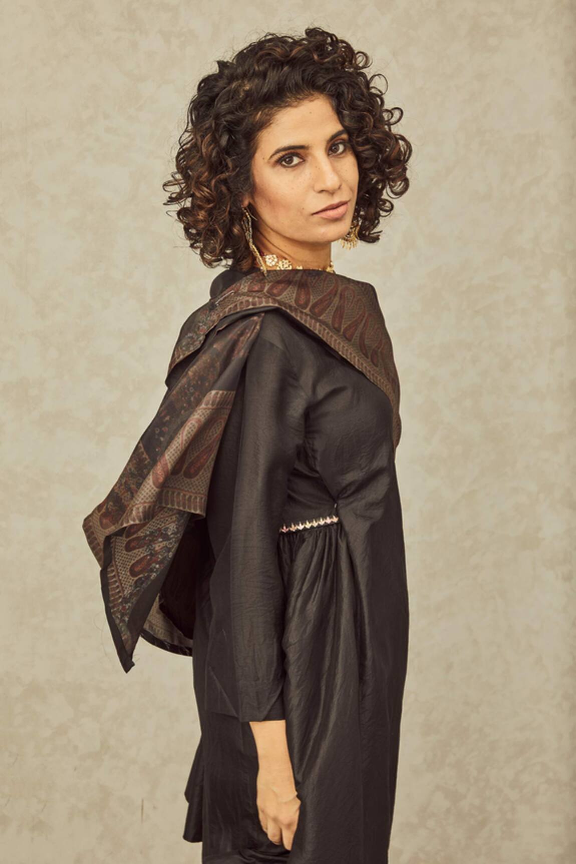 House Of Three Ambika Silk Angrakha Kurta