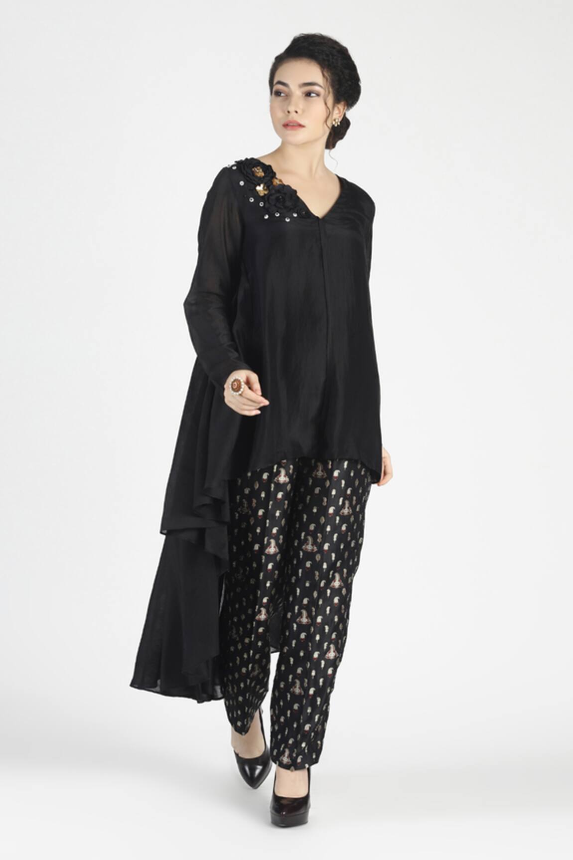 House Of Three Begonia Silk Asymmetric Tunic