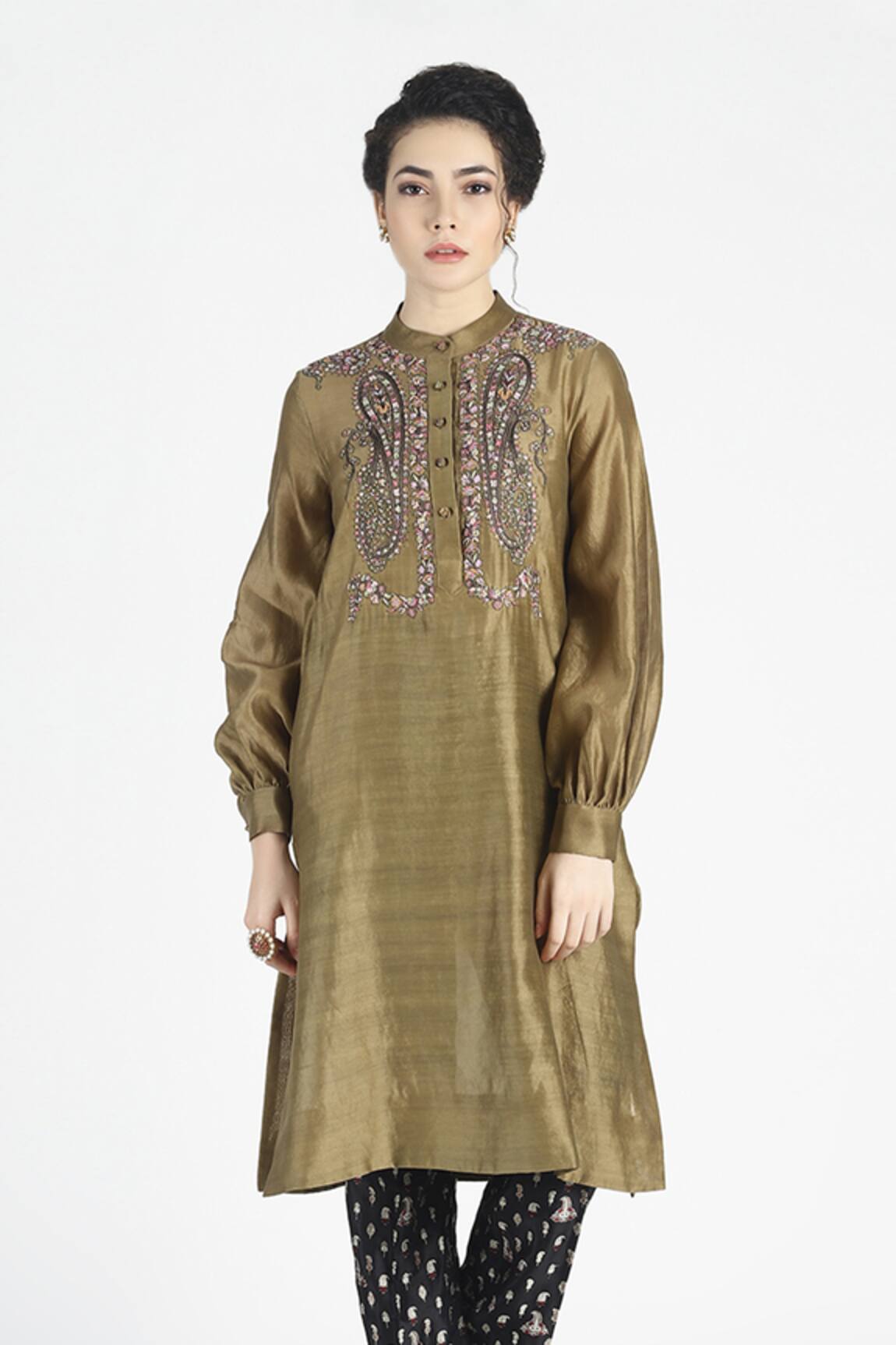 House Of Three Ker Silk Embroidered Kurta