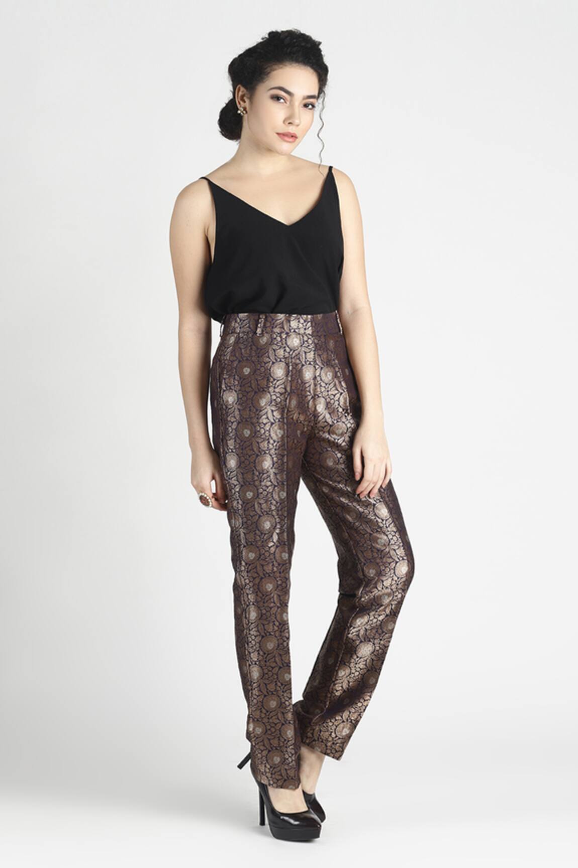 House Of Three Jabeen Silk Jacquard Pant