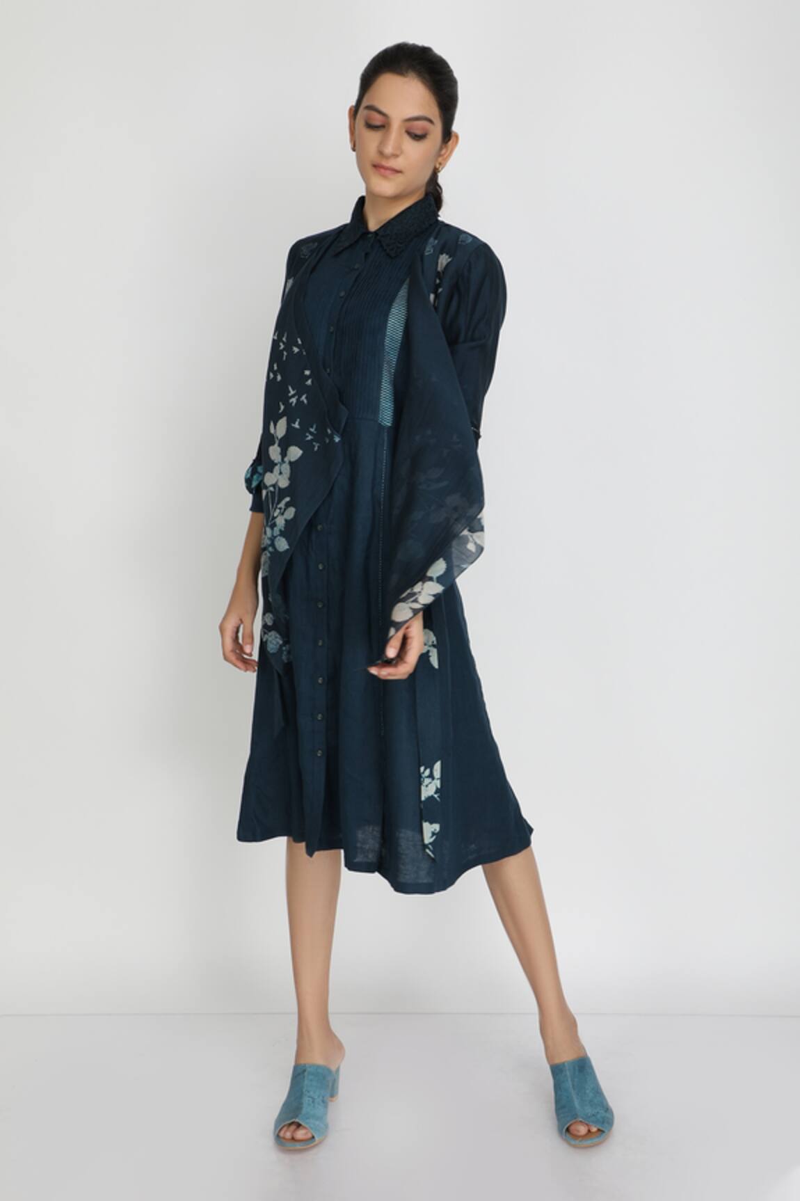 Arcvsh By Pallavi Singh Linen Printed Shirt Dress