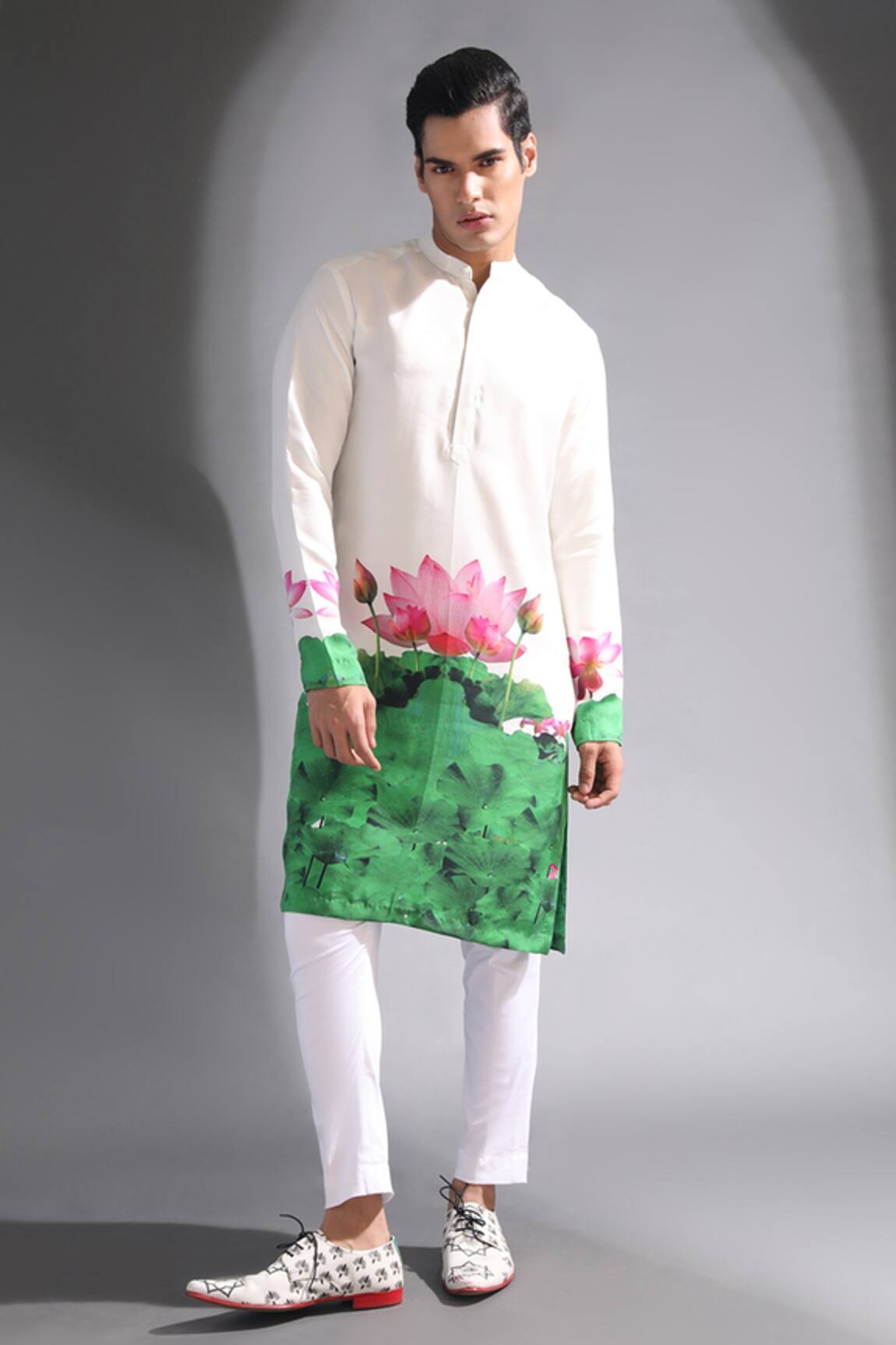 Mr. Ajay Kumar Indian Lotus Silk Kurta Set