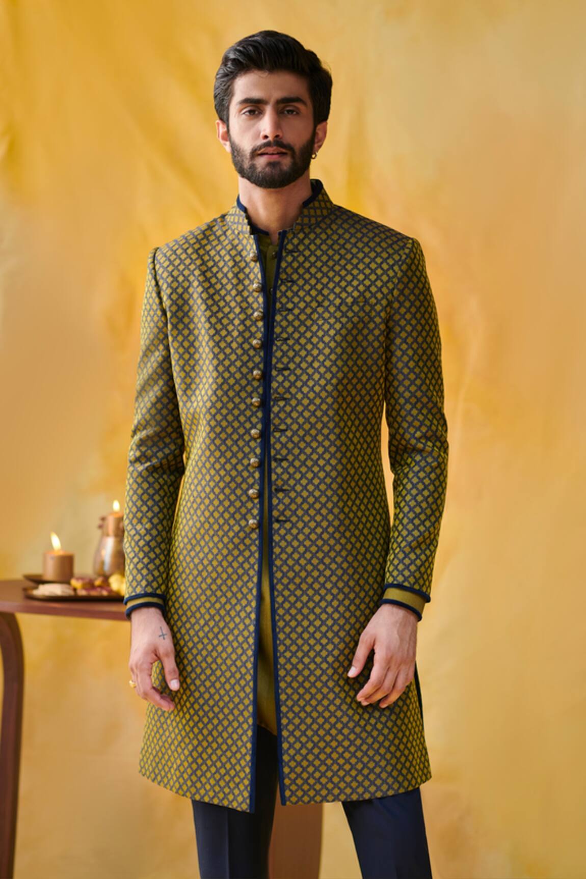 Philocaly Martini Jacquard Woven Sherwani