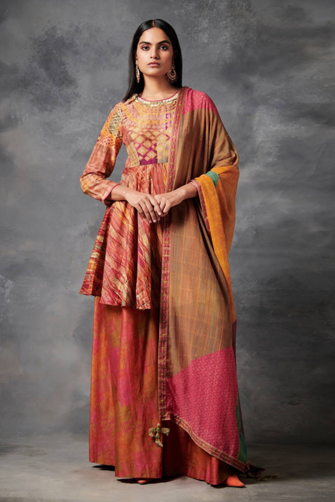 Saundh Alaay Printed Peplum Kurta Palazzo Set