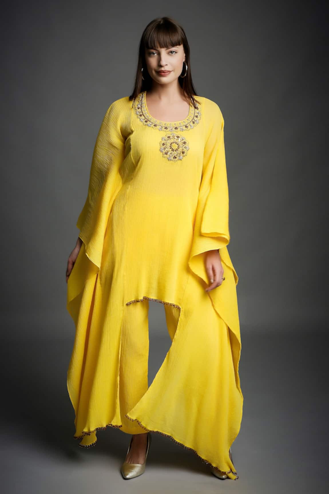 Neha Gursahani Hand Embroidered Kaftan Tunic & Pant Set 
