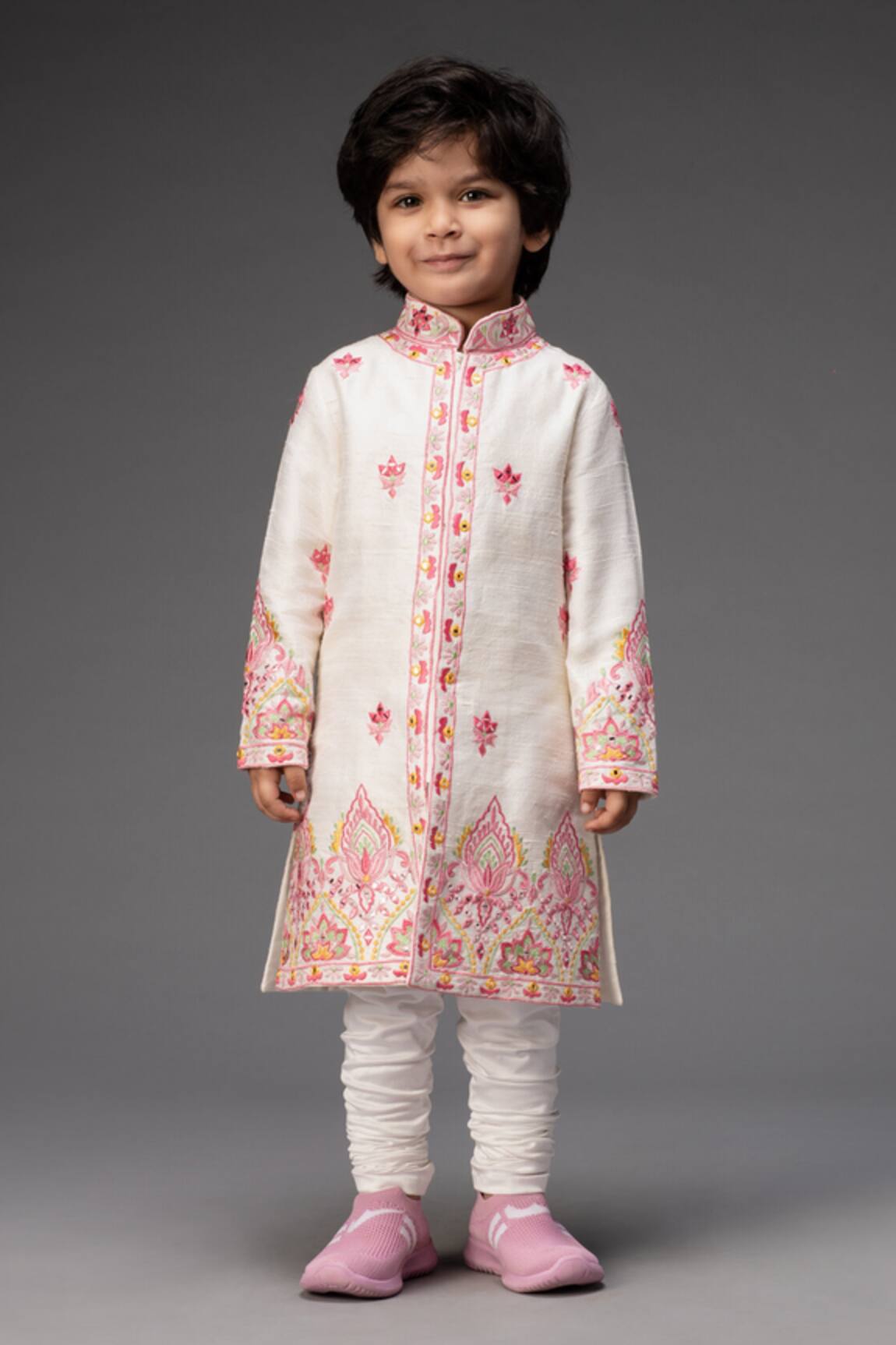 Neha Gursahani Raw Silk Embroidered Sherwani Set