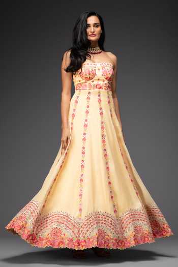 Neha Gursahani Organza Embroidered Corset Dress 