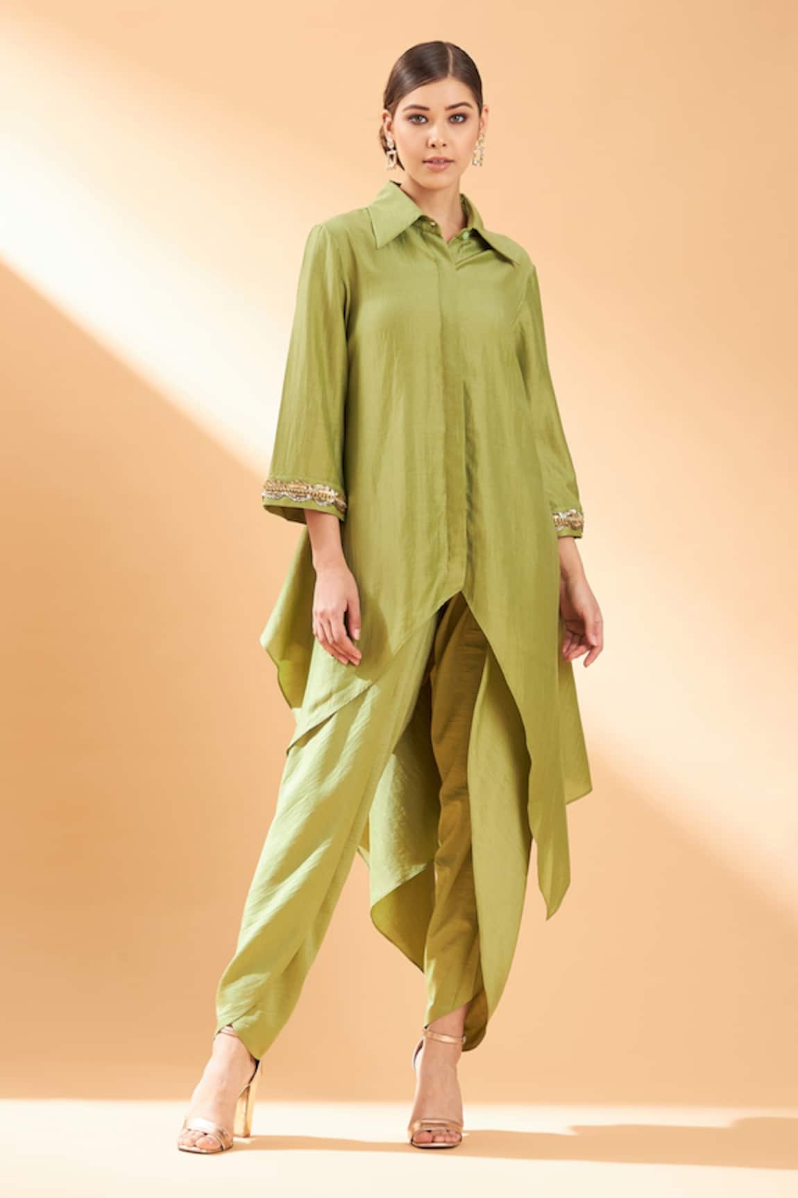 Aakaar Cotton Silk Tunic & Draped Pant Set 