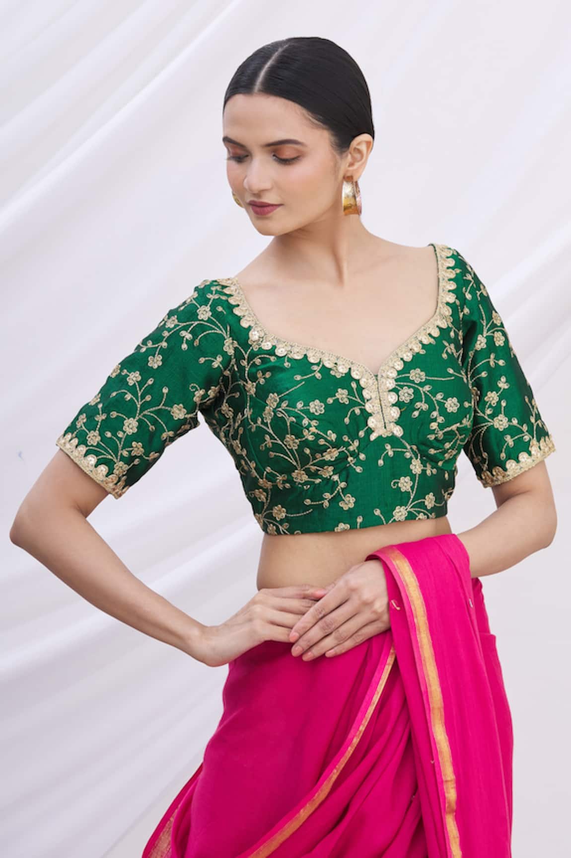 Khwaab By Sanjana Lakhani Floral Motif Embroidered Green Blouse 