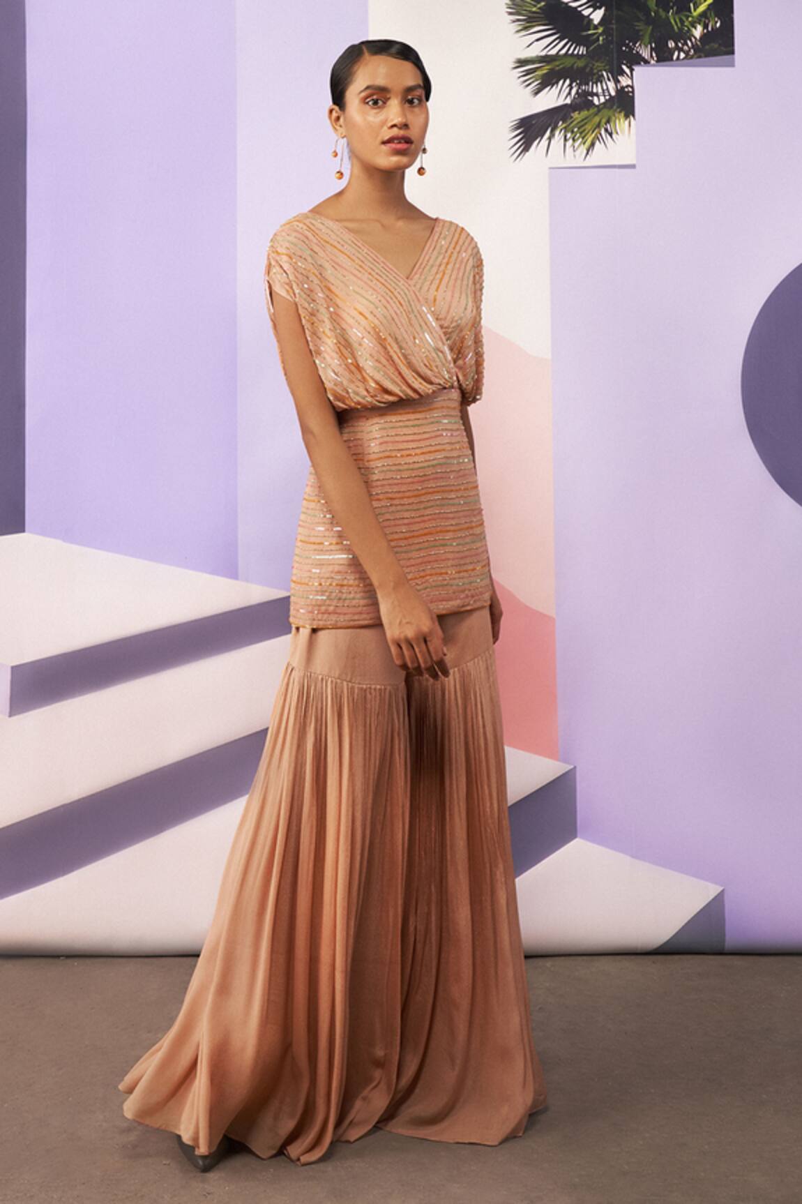 EASE Embroidered Tunic & Sharara Set