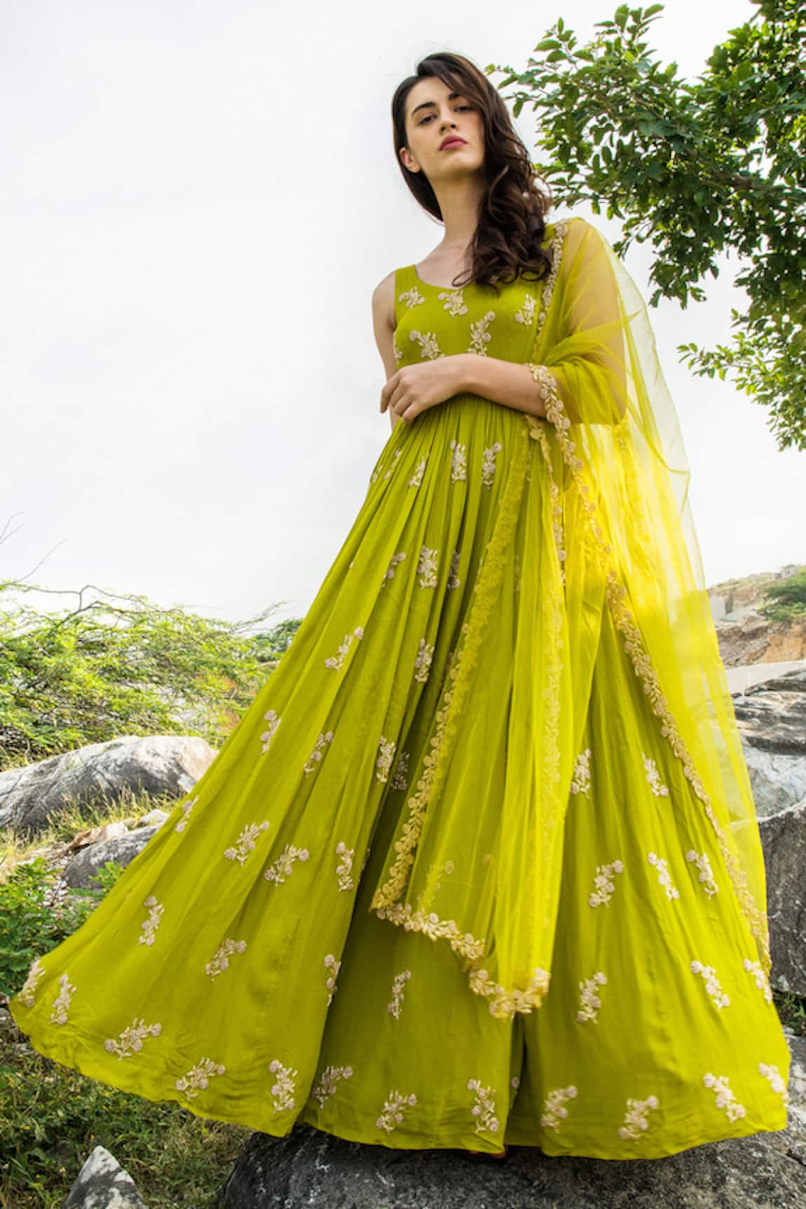 Ease Embroidered Anarkali with Dupatta