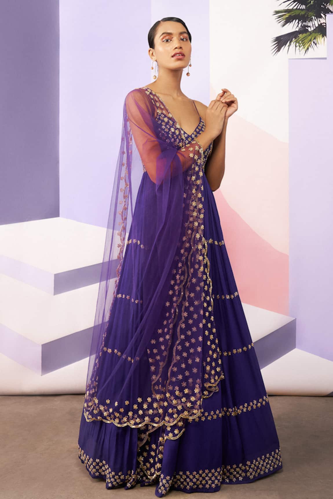 Ease Embroidered Anarkali with Dupatta