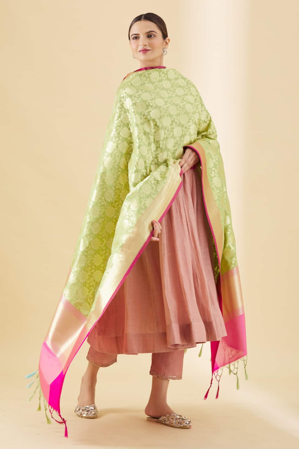 Naintara Bajaj Banarasi Silk Floral Woven Dupatta
