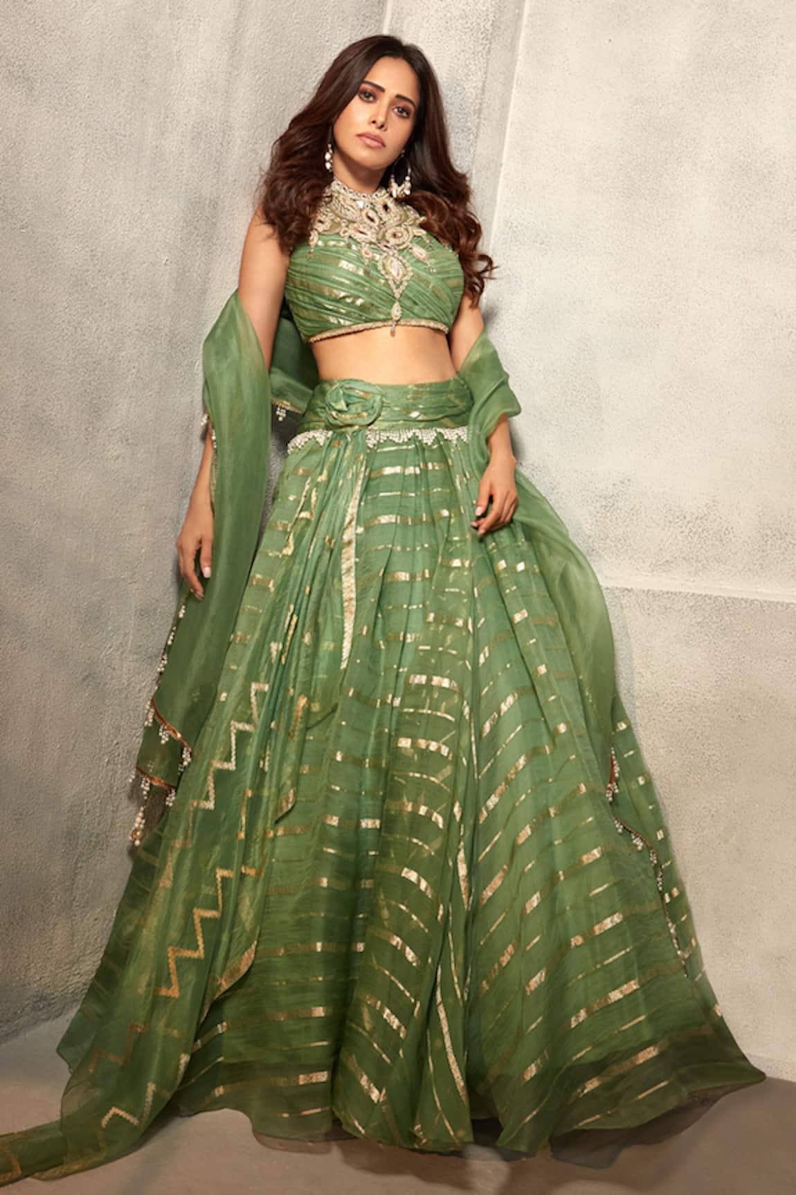 Tarun Tahiliani Cascade Draped Lehenga Set 