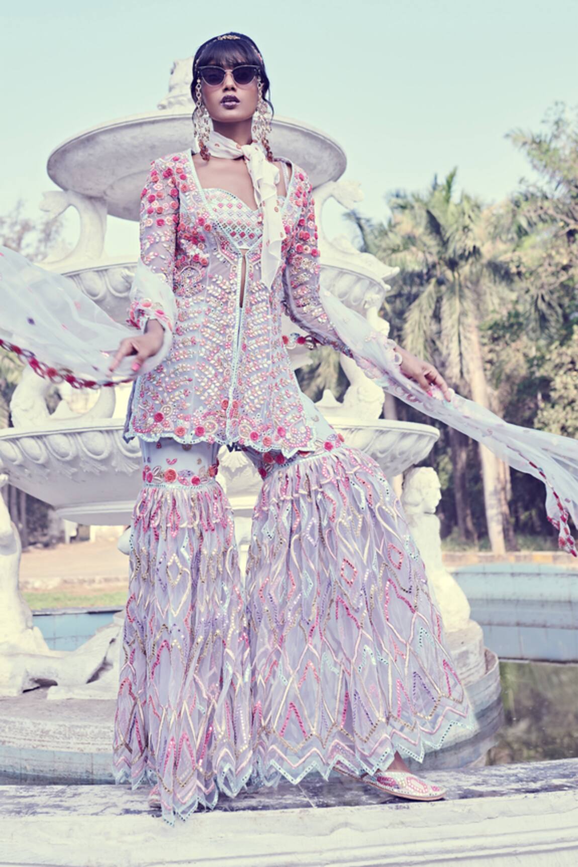 Tamanna Punjabi Kapoor Mirror Embellished Jacket & Sharara Set