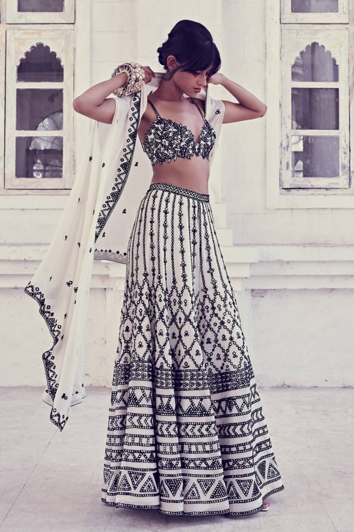 Tamanna Punjabi Kapoor Mirror Embellished Cape & Sharara Set