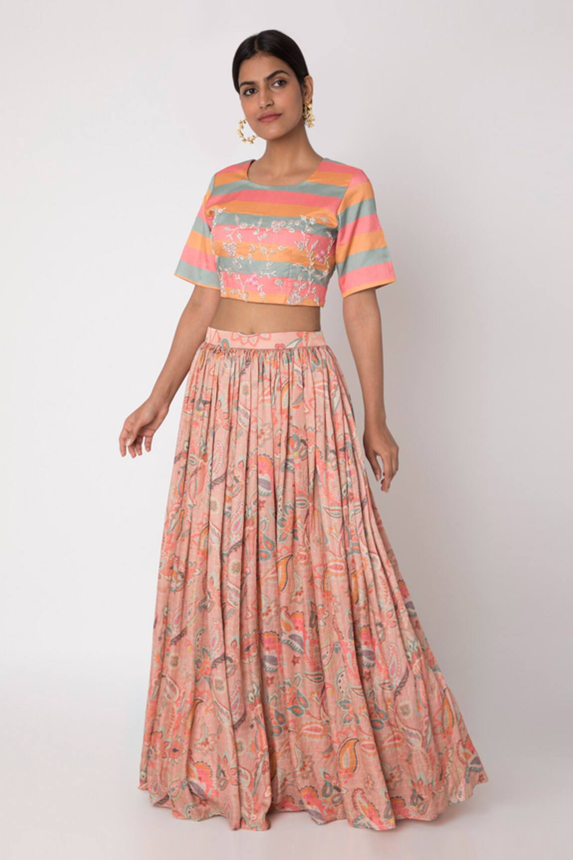 Archana Shah Printed Silk Lehenga Set