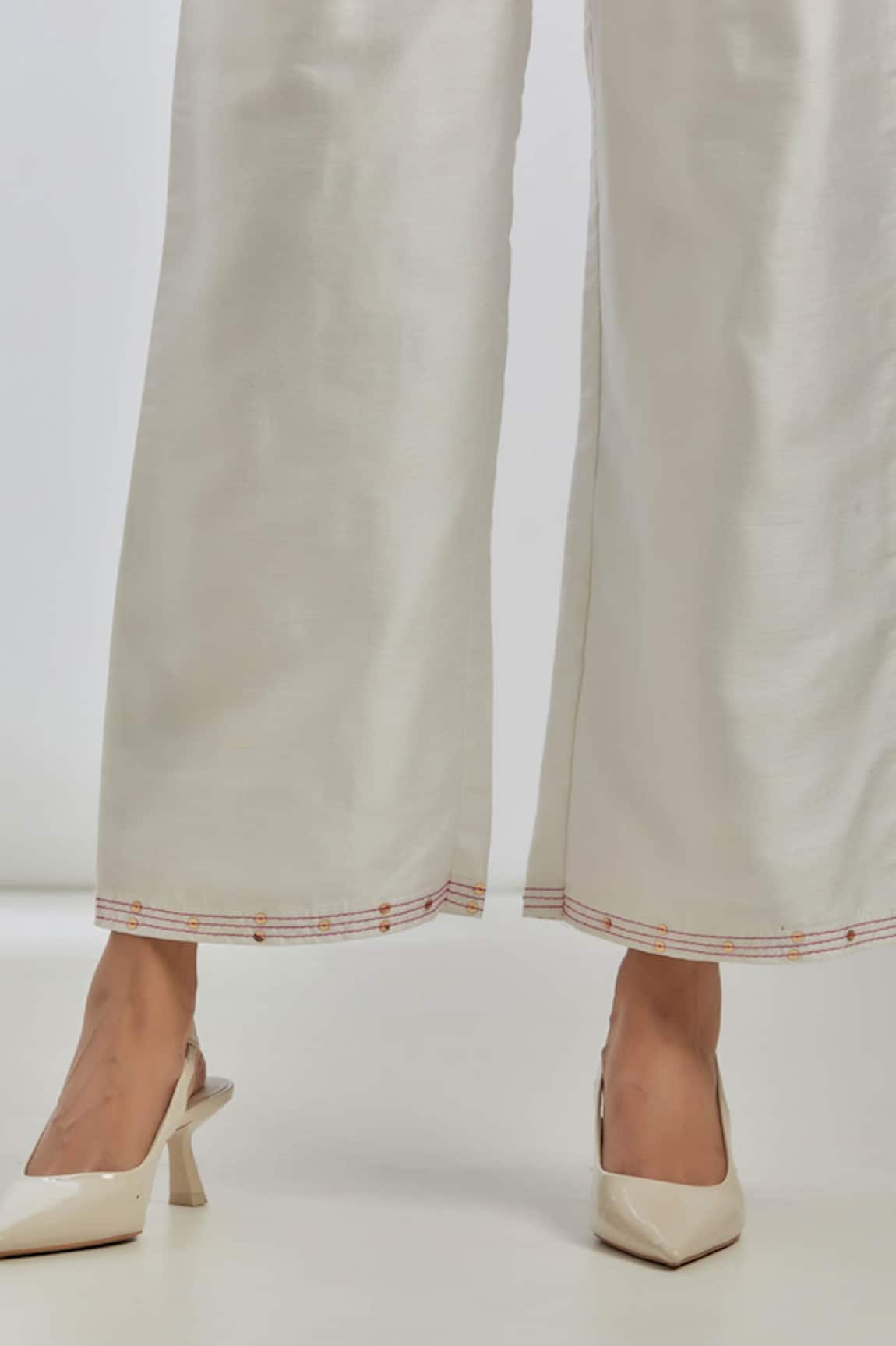 Slim Fit Embellished Raw Silk Trousers  Stylo Global