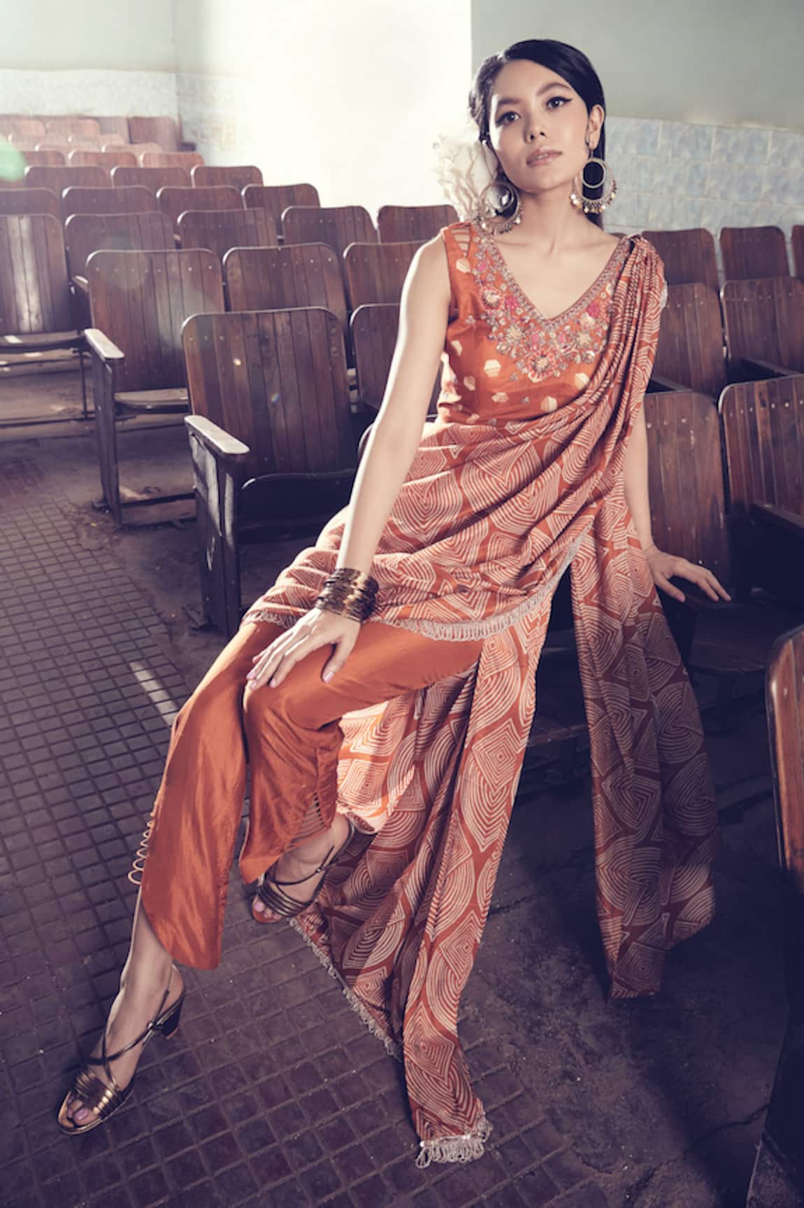 Riraan Couture Pure Silk Saree & Pant Set