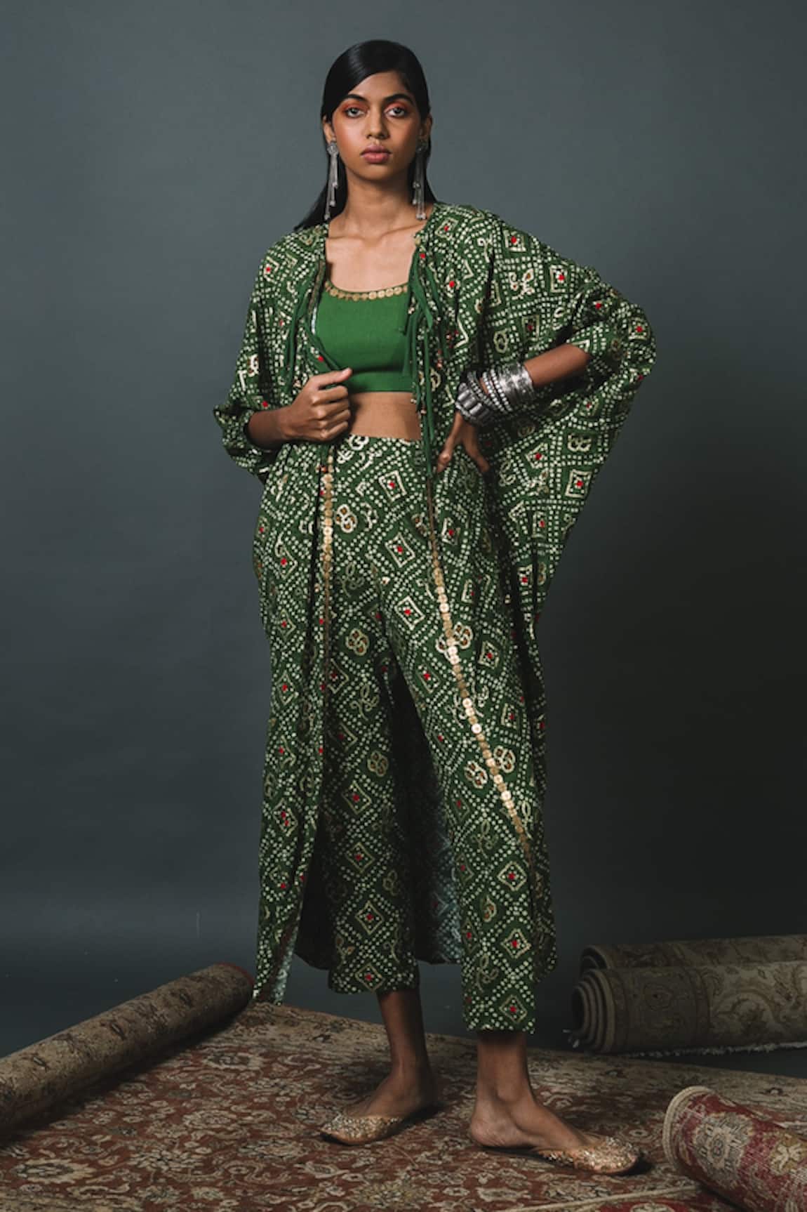 Sonam Luthria Printed Kaftan Jacket Pant Set