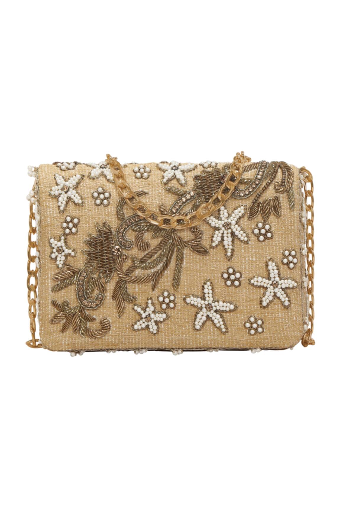 Fuchsia by aashaka mehta Star Embroidered Clutch