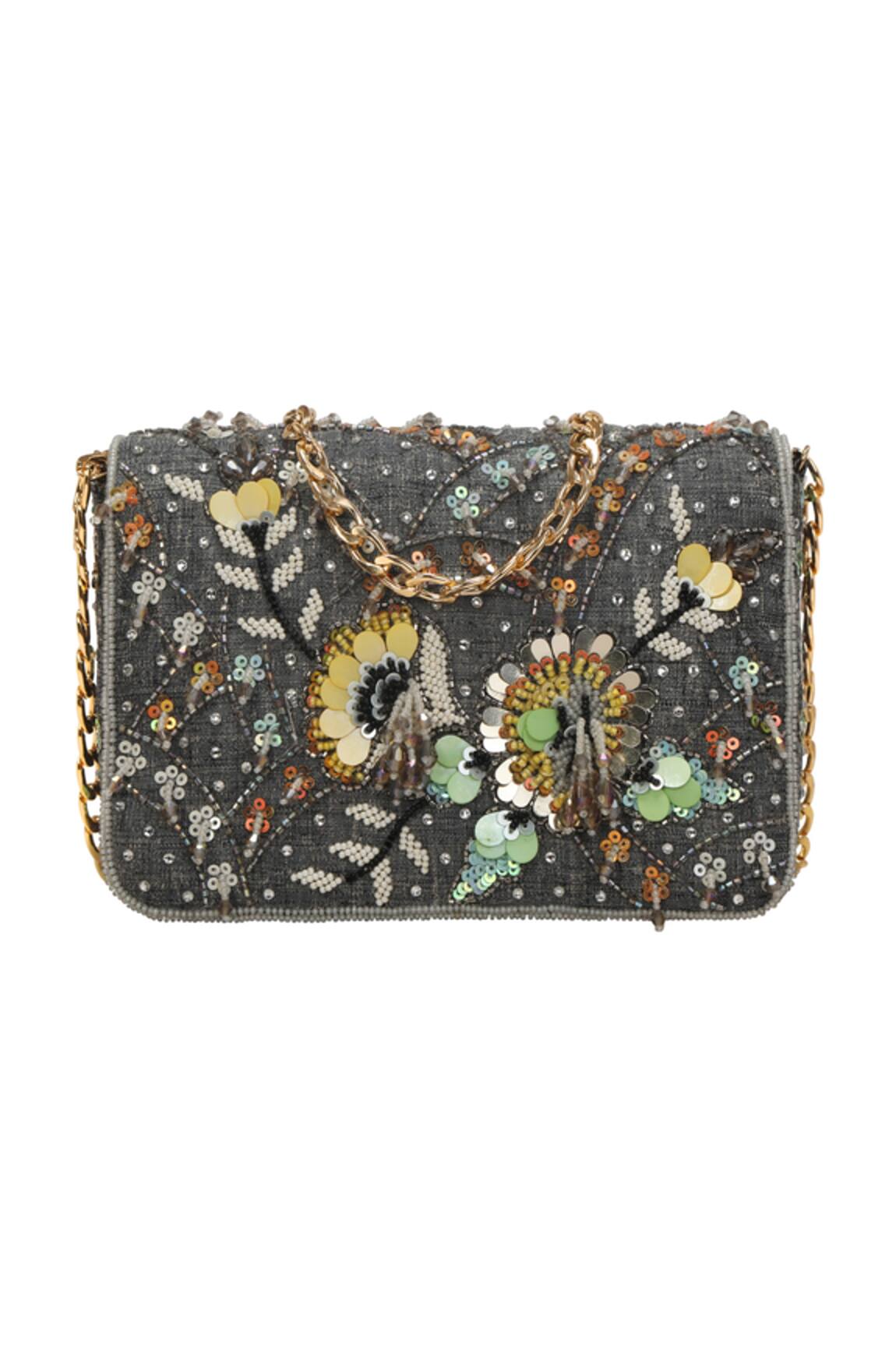 Fuchsia by aashaka mehta Spruce Sequin Embroidered Clutch